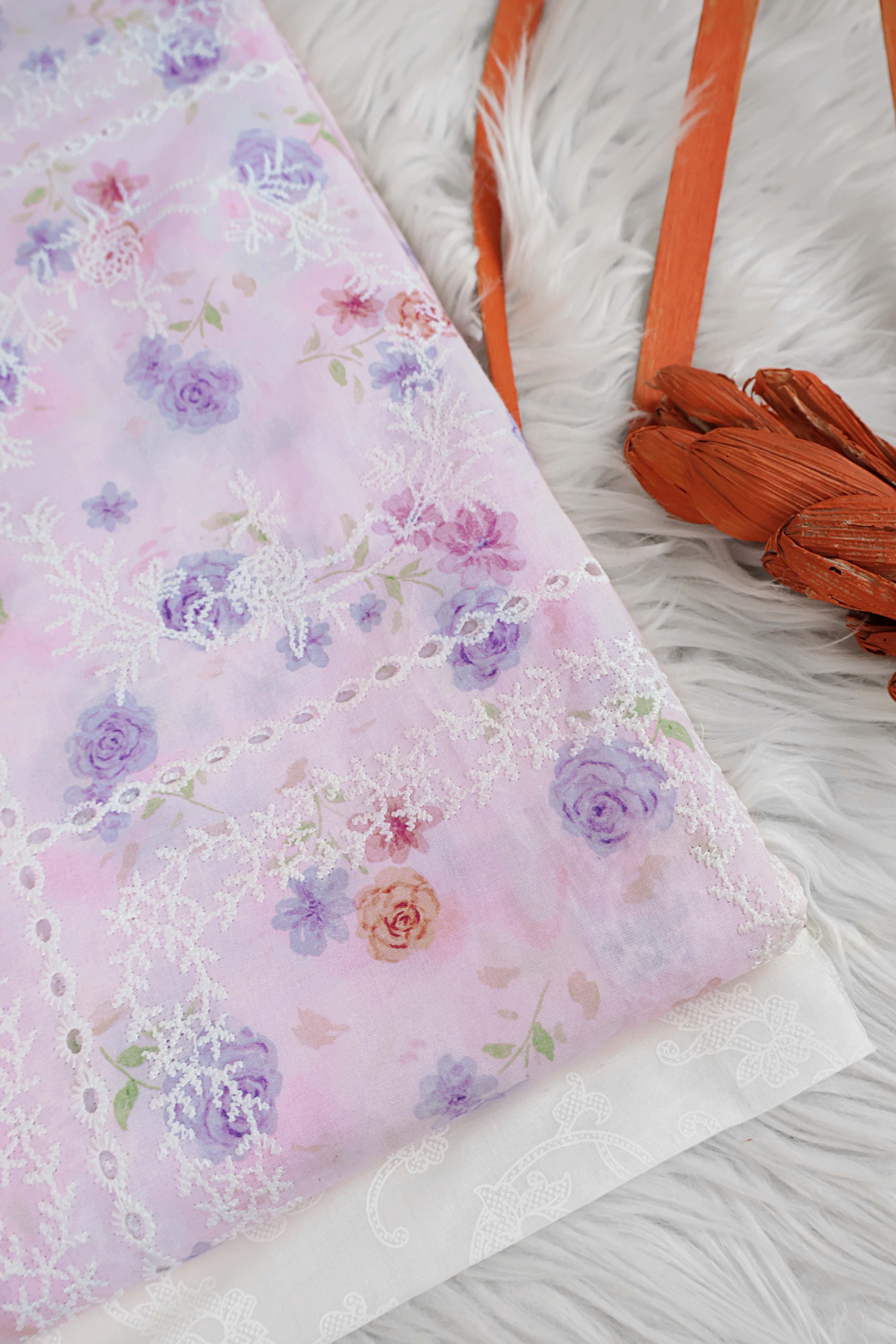 Printed Embroidered Lawn RB124