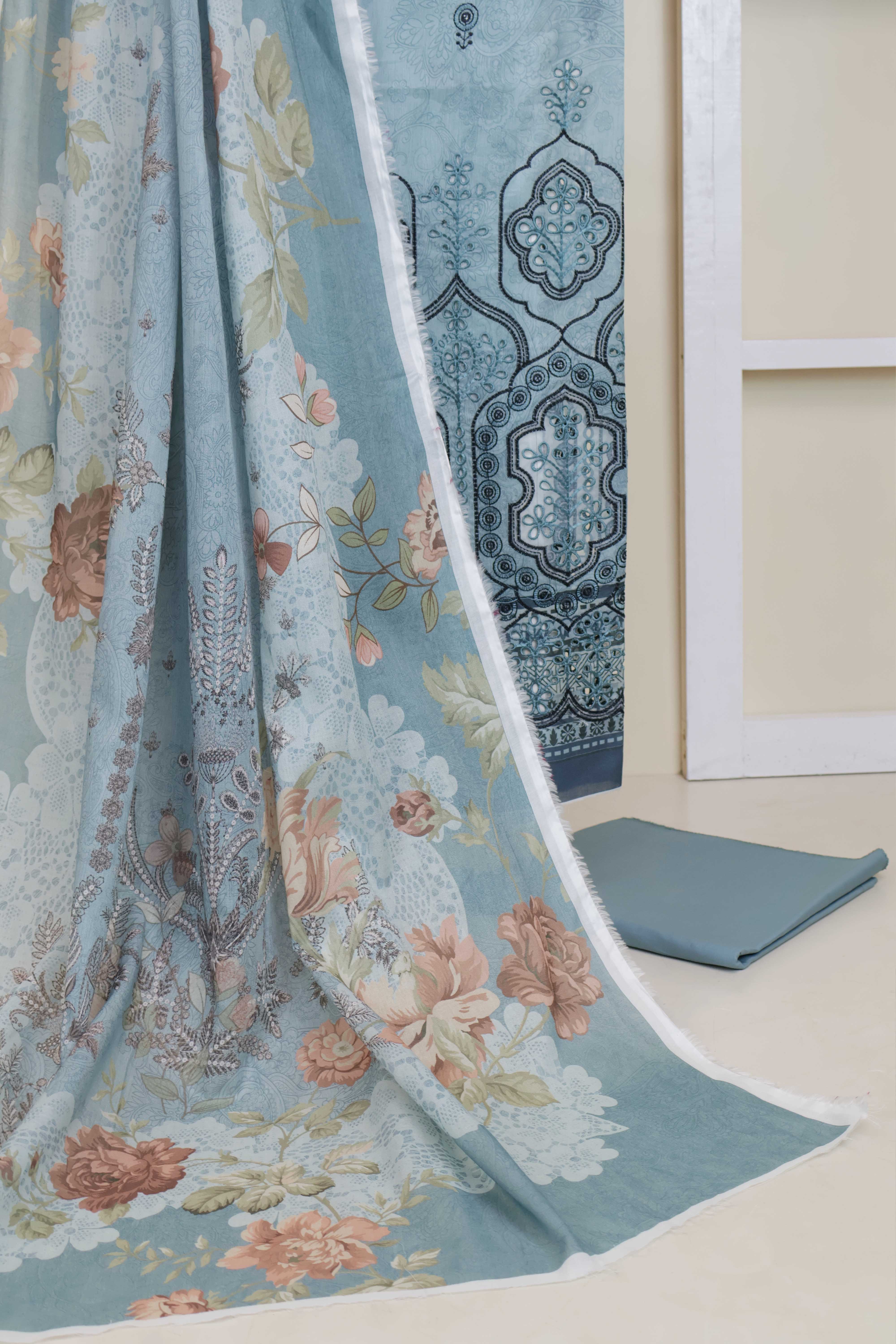 3-Piece Lawn Embroidered Suit V4D01 - Image 3