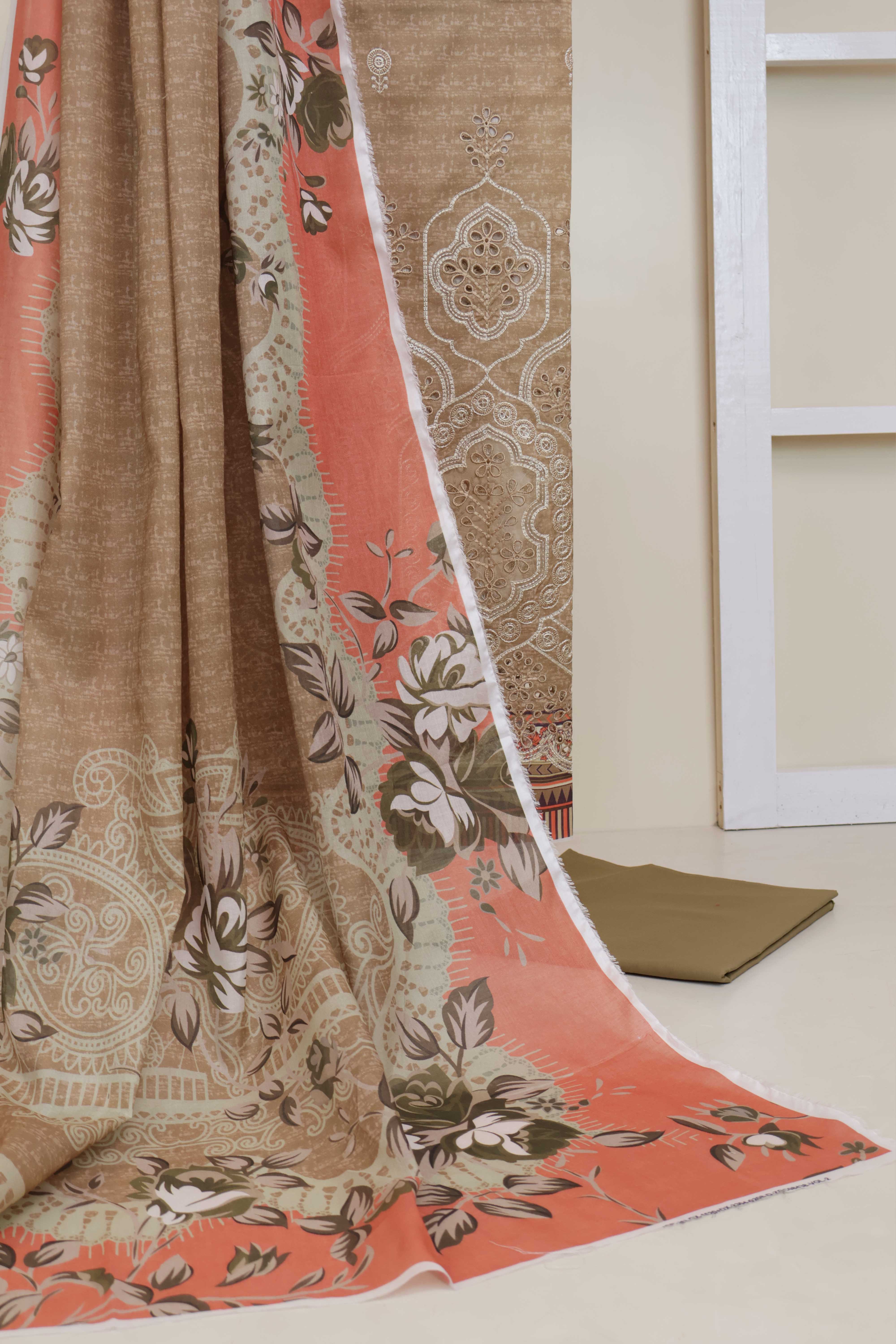 3-Piece Lawn Embroidered Suit V4D02 - Image 3