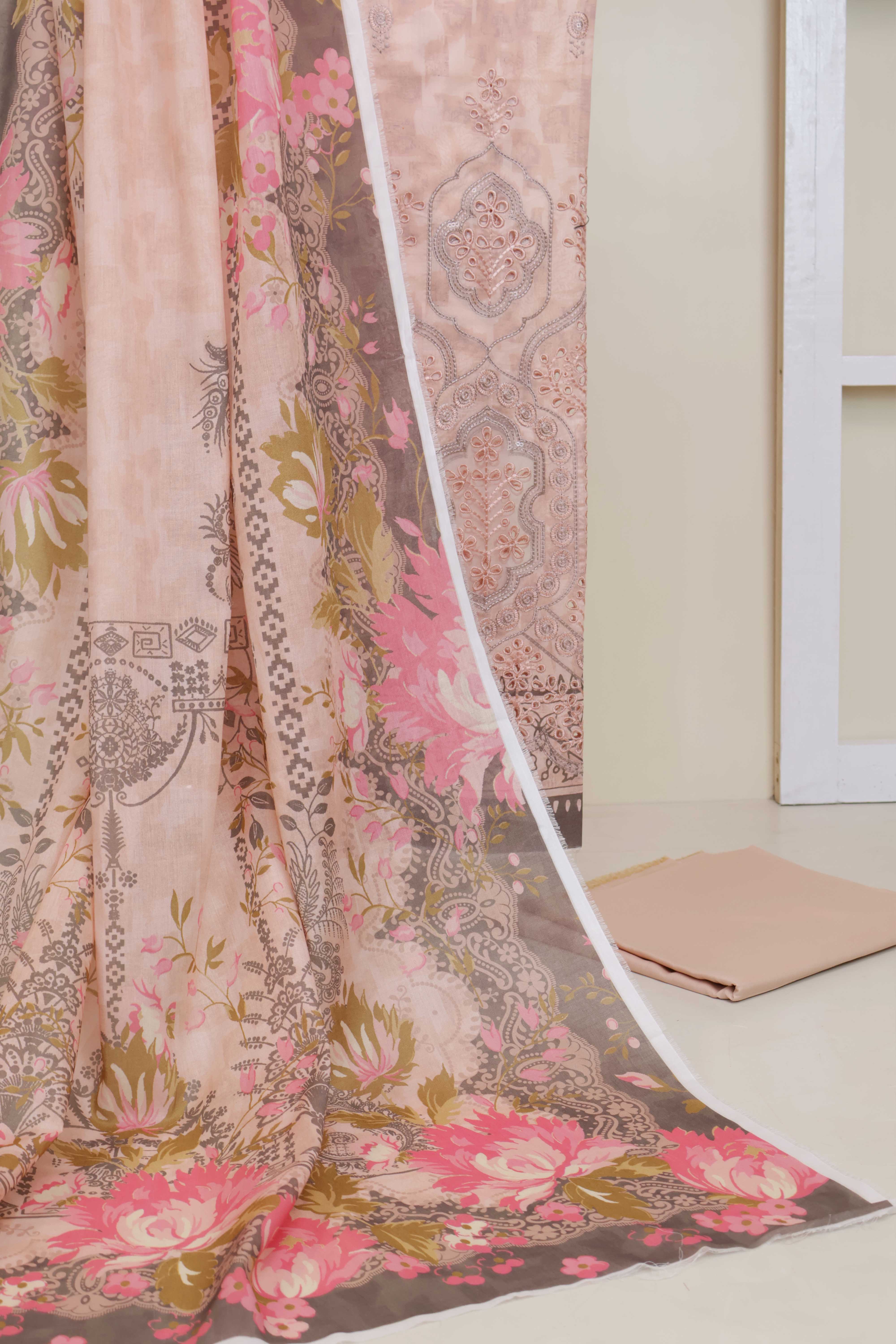 3-Piece Lawn Embroidered Suit V4D03 - Image 6