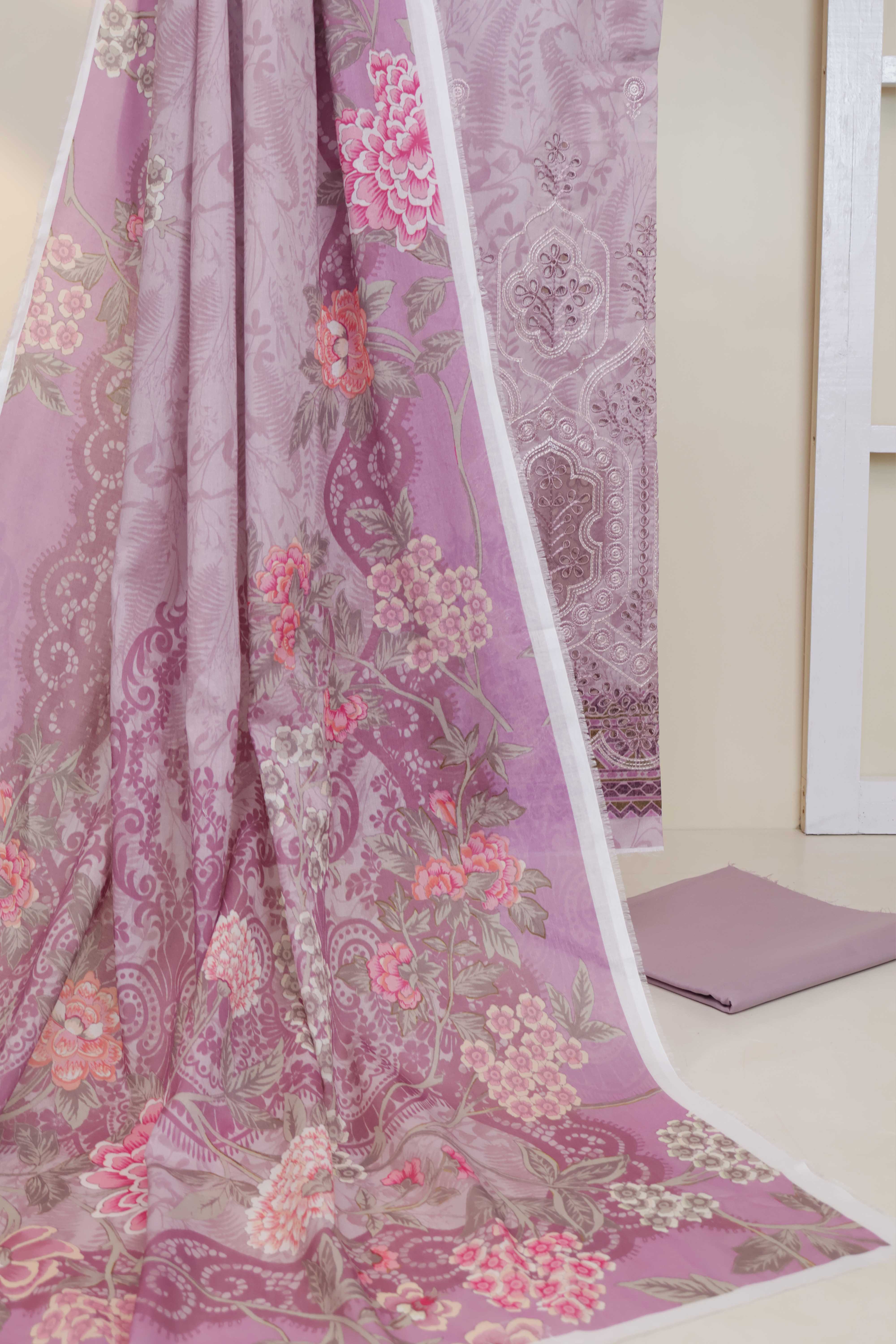 3-Piece Lawn Embroidered Suit V4D04 - Image 5