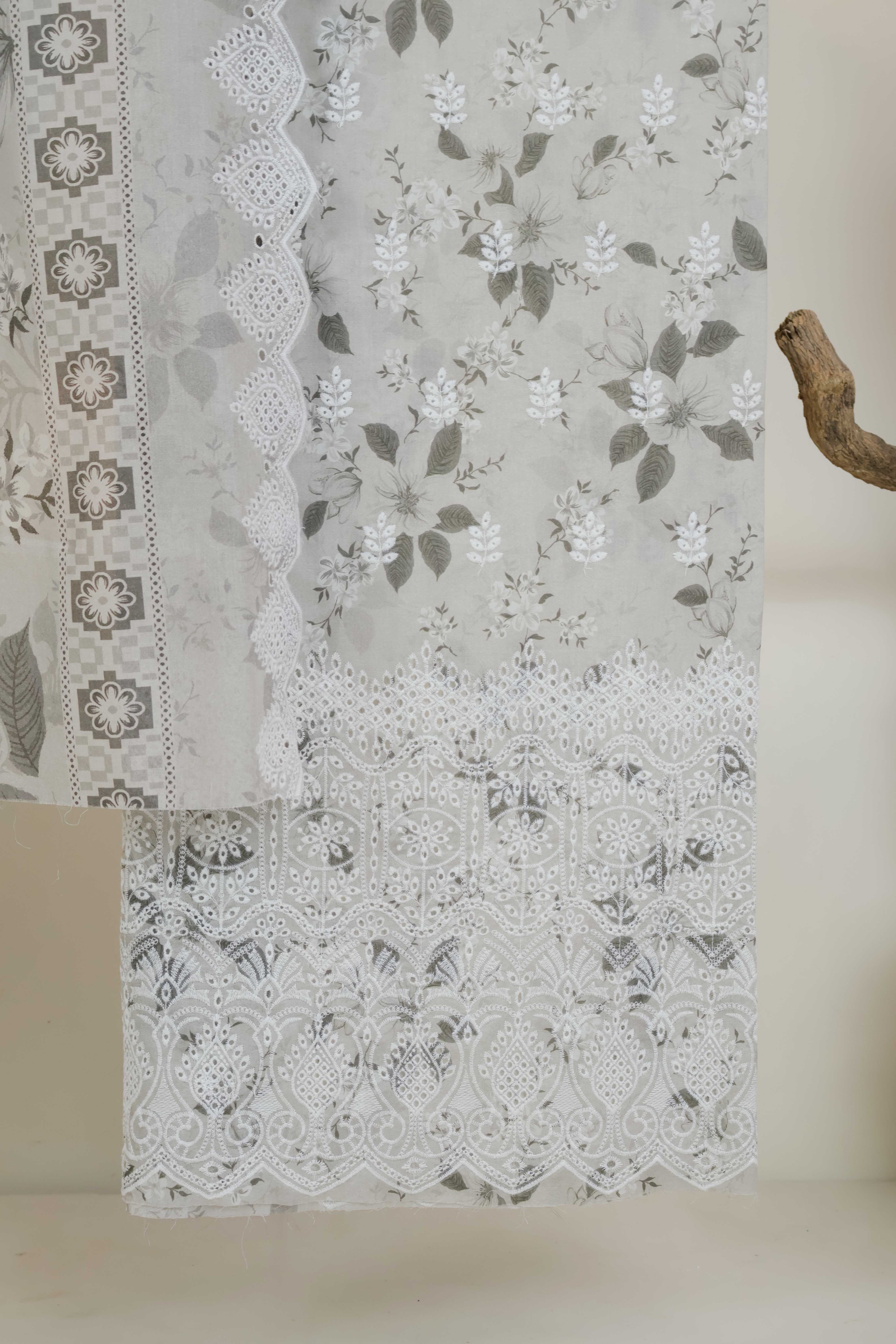 3Piece-Lawn Embroidered Suit V45wr09 - Image 3