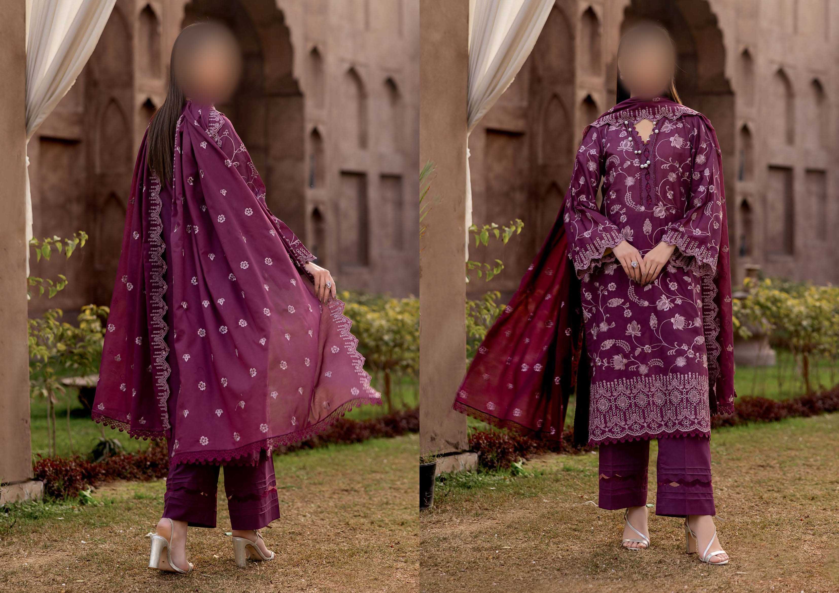 3Piece-Lawn Embroidered Suit V15WR06 - Image 9