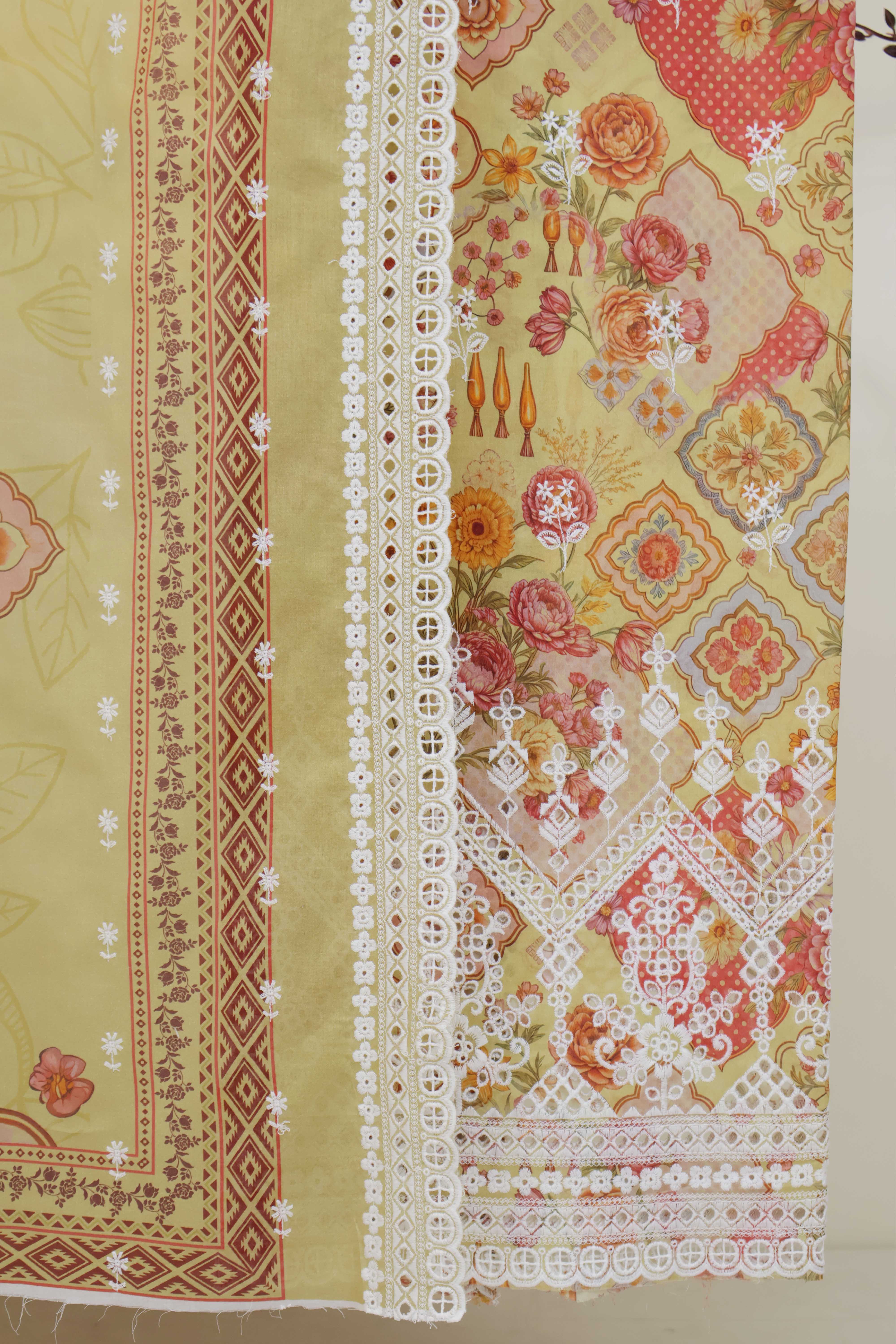 3Piece-Lawn Embroidered Suit V32WR07 - Image 4