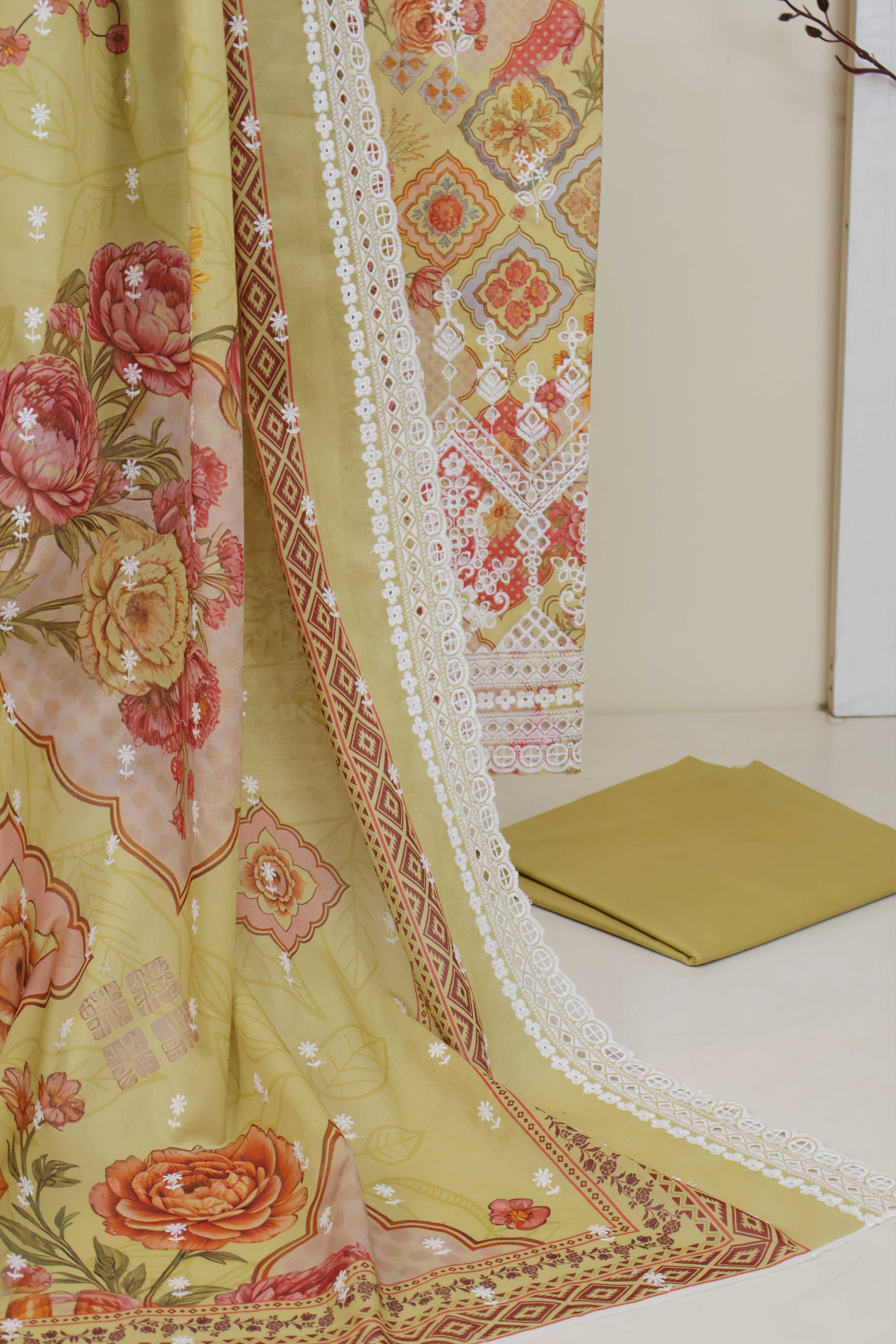 3Piece-Lawn Embroidered Suit V32WR07 - Image 6