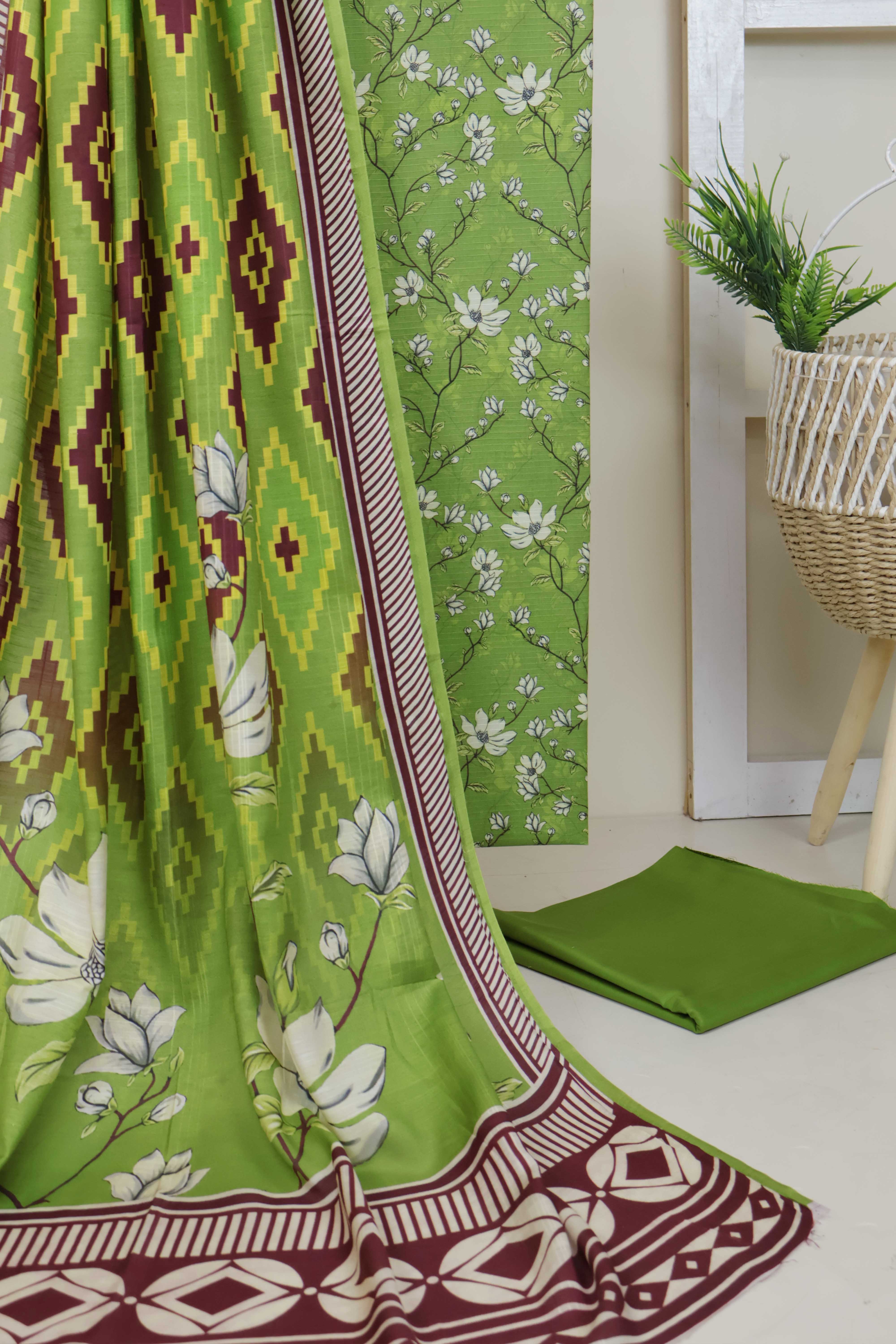 3Piece - Printed Doriya Lawn Suit H25SLST94 - Image 6