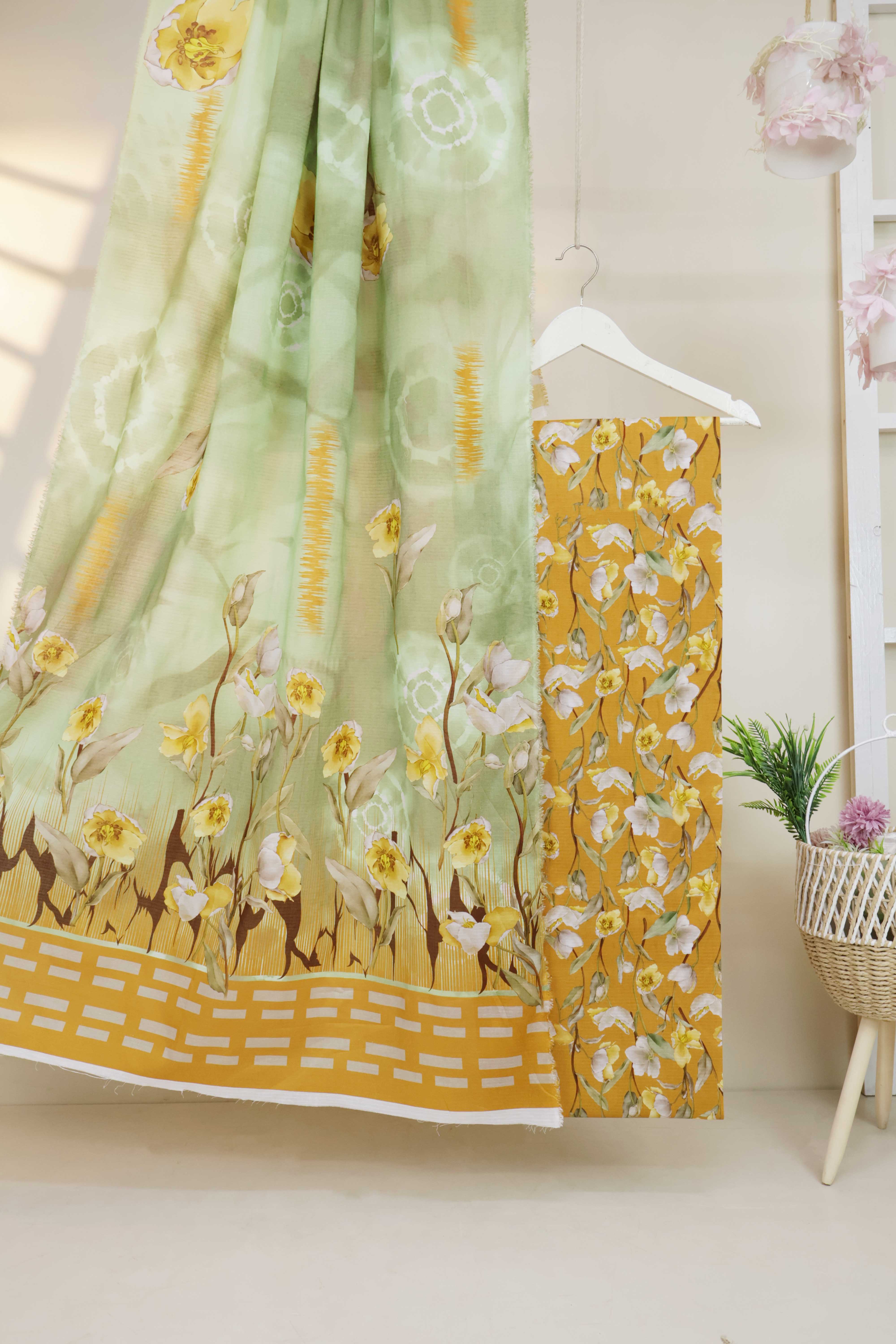 3Piece - Printed Doriya Lawn Suit L3PSR02