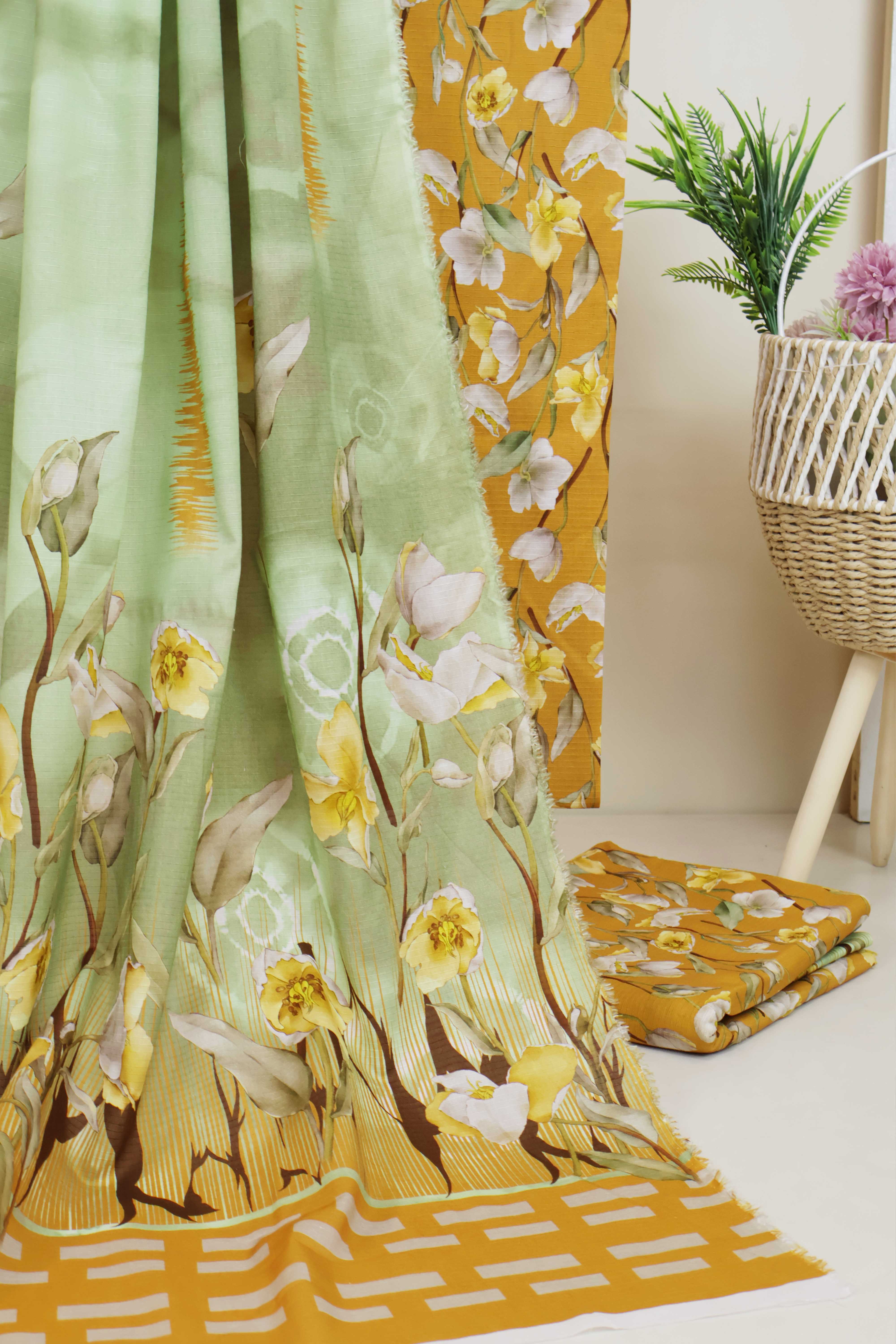 3Piece - Printed Doriya Lawn Suit L3PSR02 - Image 4