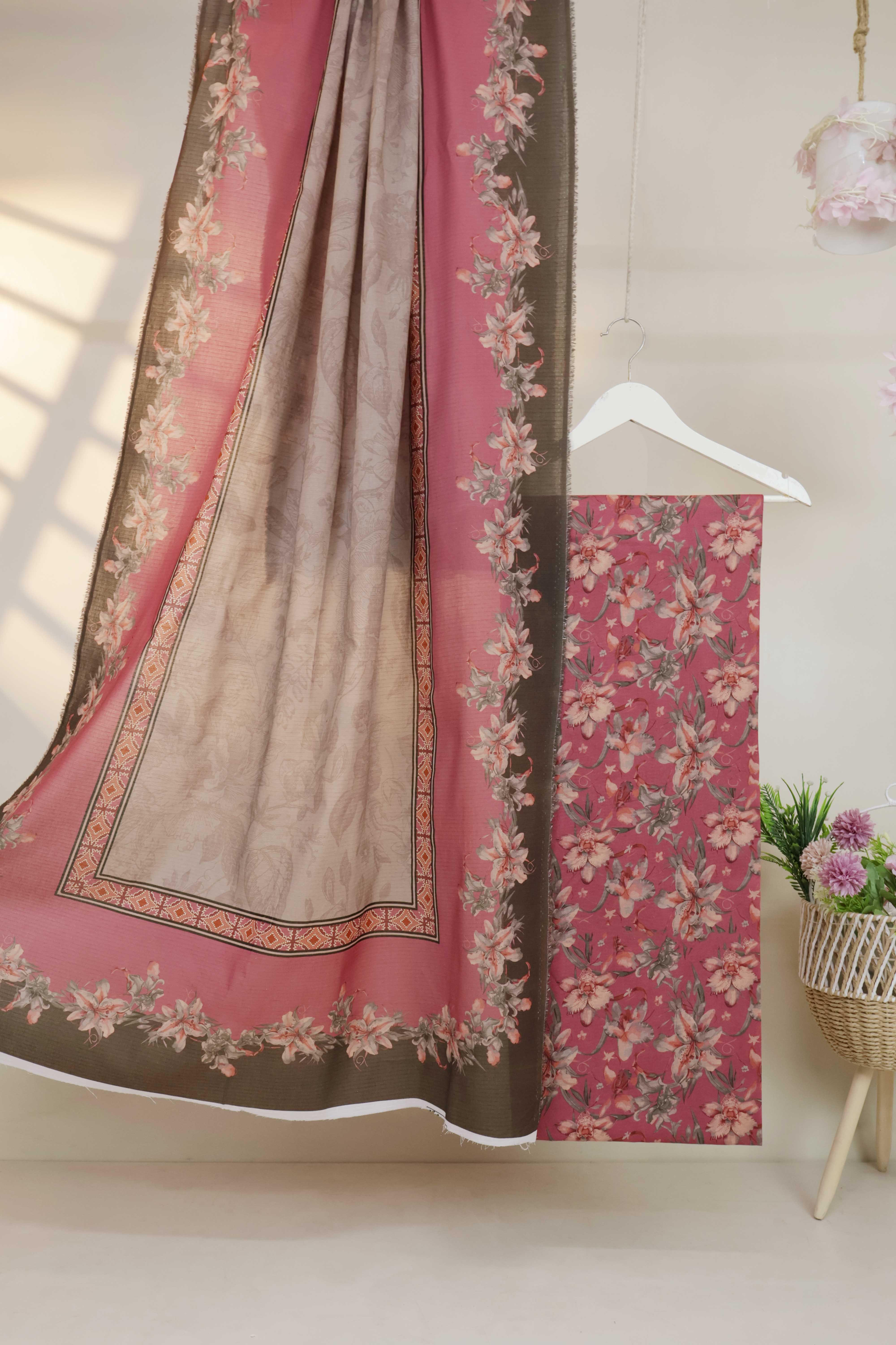 3Piece - Printed Doriya Lawn Suit L3PSR04 - Image 2