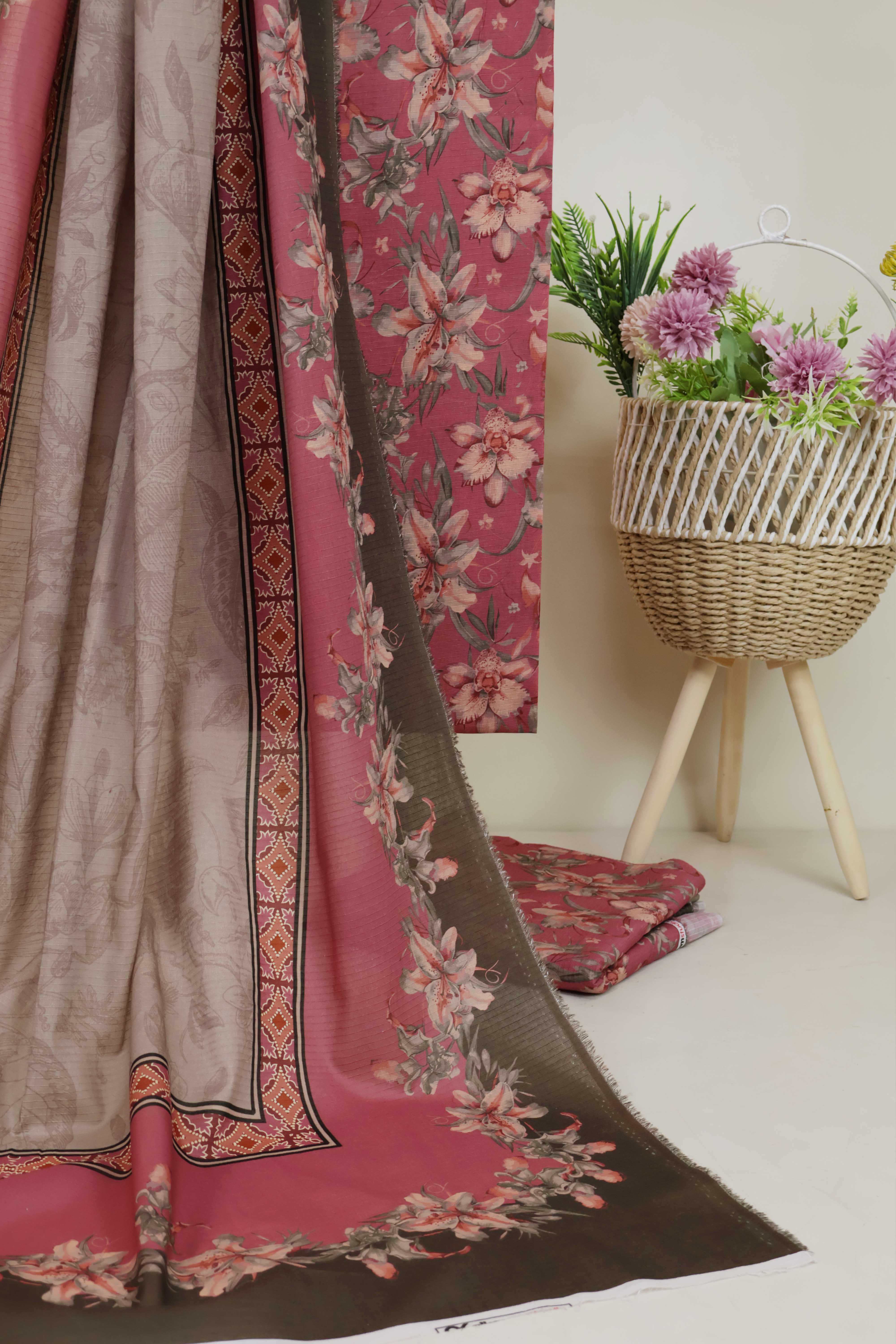 3Piece - Printed Doriya Lawn Suit L3PSR04 - Image 4