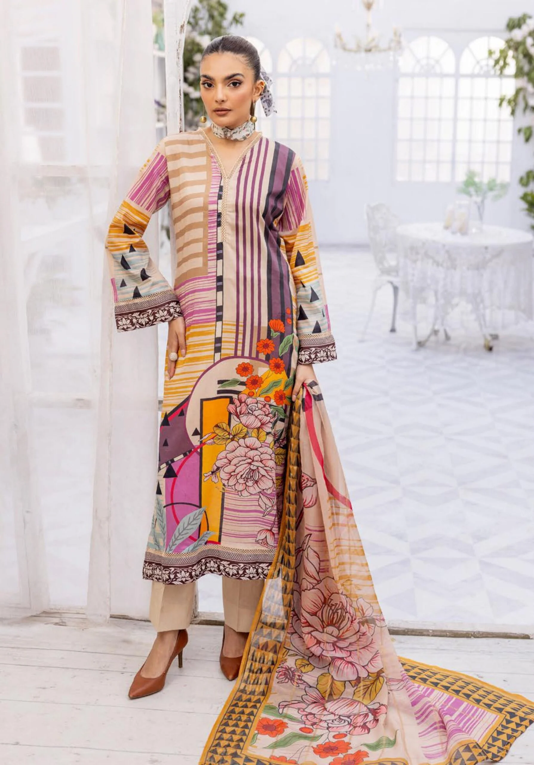 3Piece - Printed Lawn Suit POP ART GJPA2401A17 - Image 5