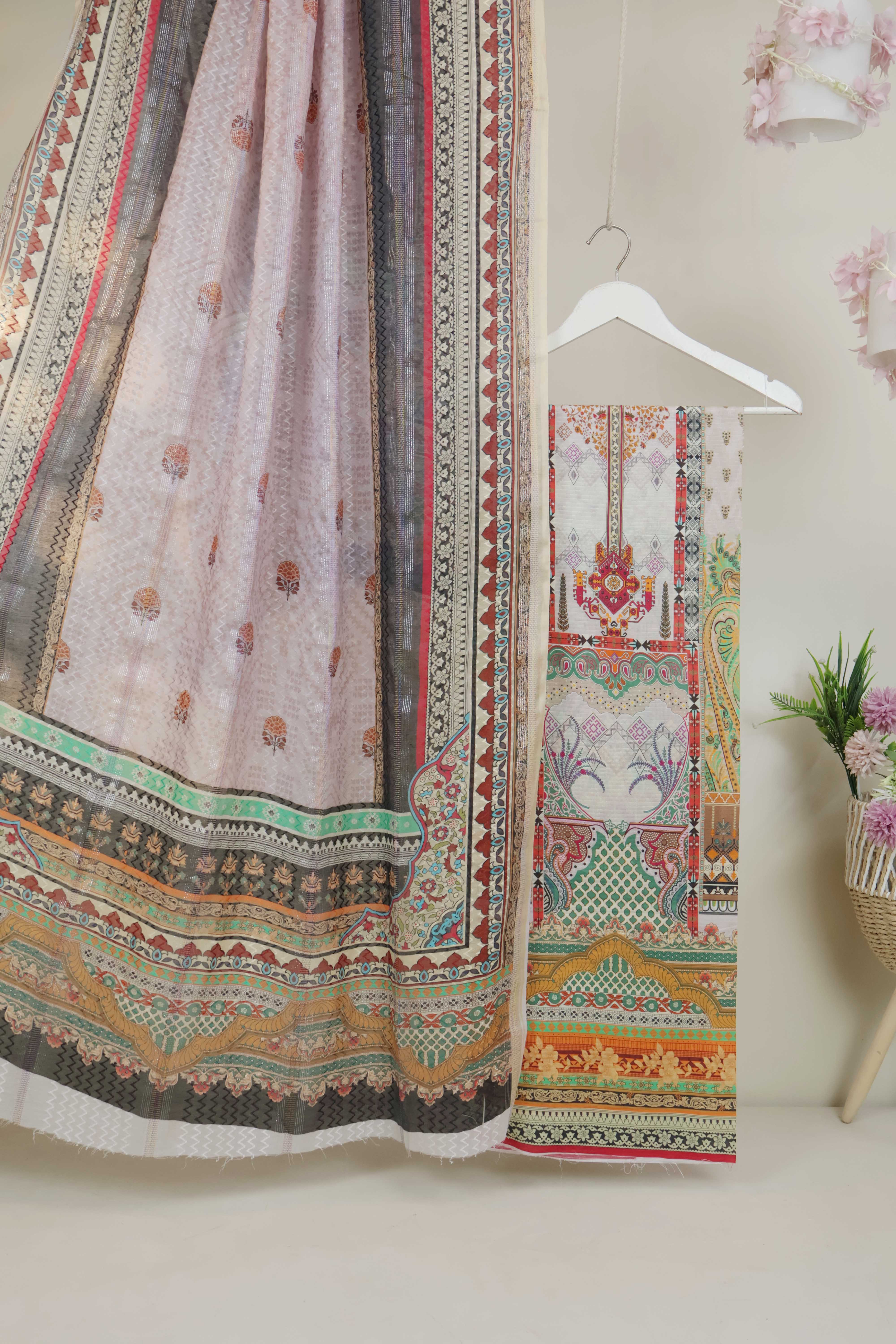 3Piece - Superior Printed Lawn Suit Carnation CR06 - Image 2