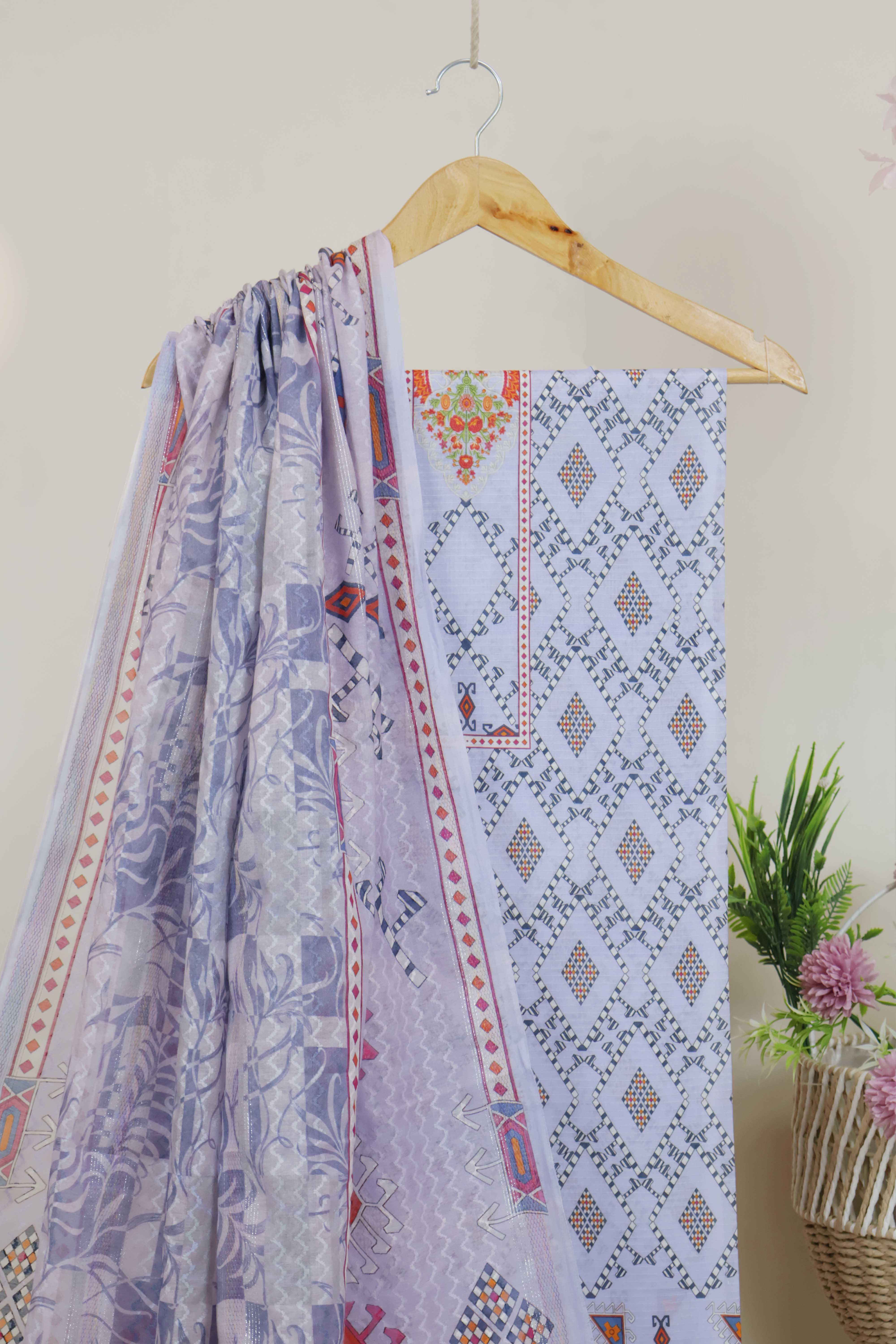 3Piece - Superior Printed Lawn Suit Carnation CR14 - Image 3
