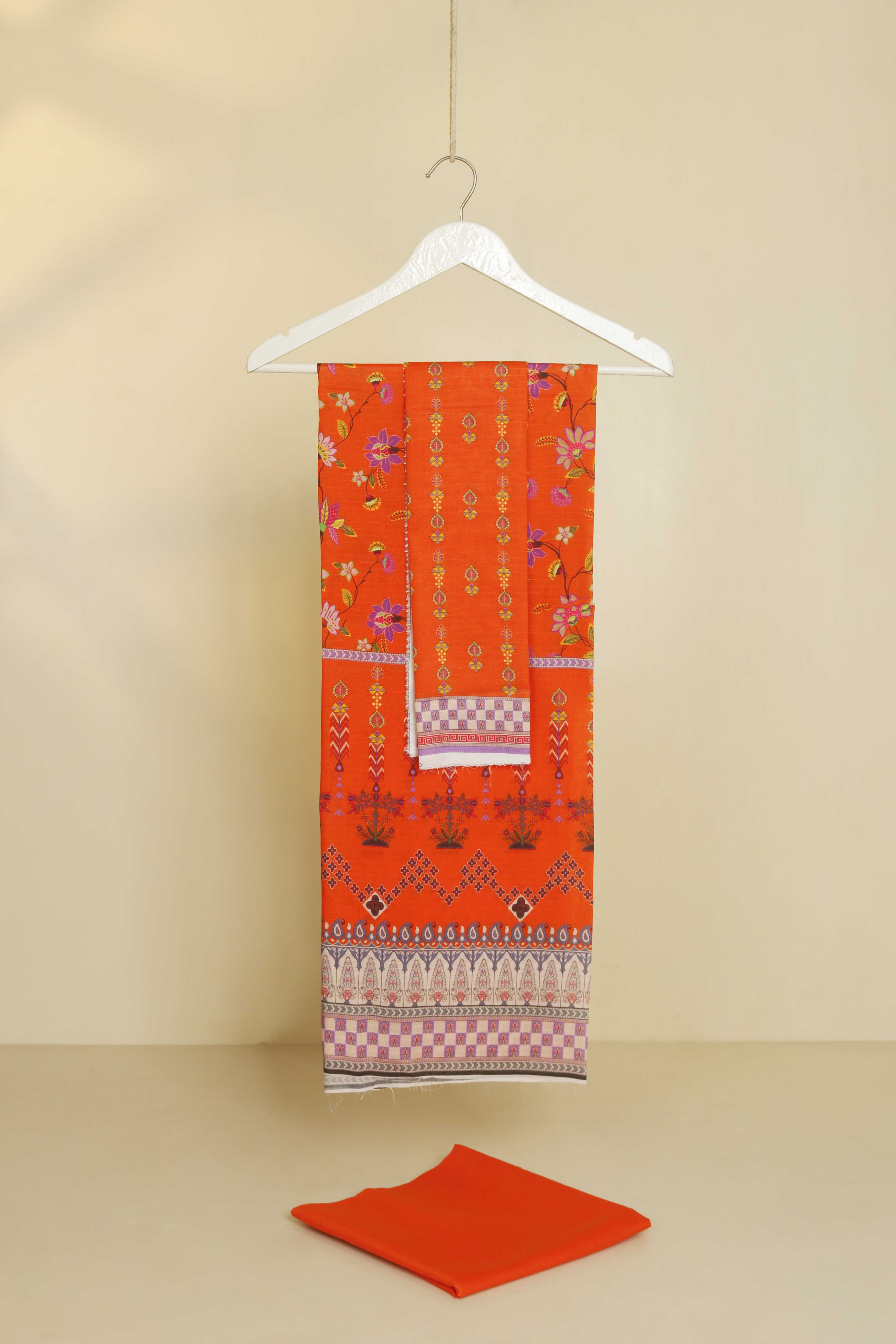3Piece - Superior Printed Lawn Suit Carnation CR16 - Image 4