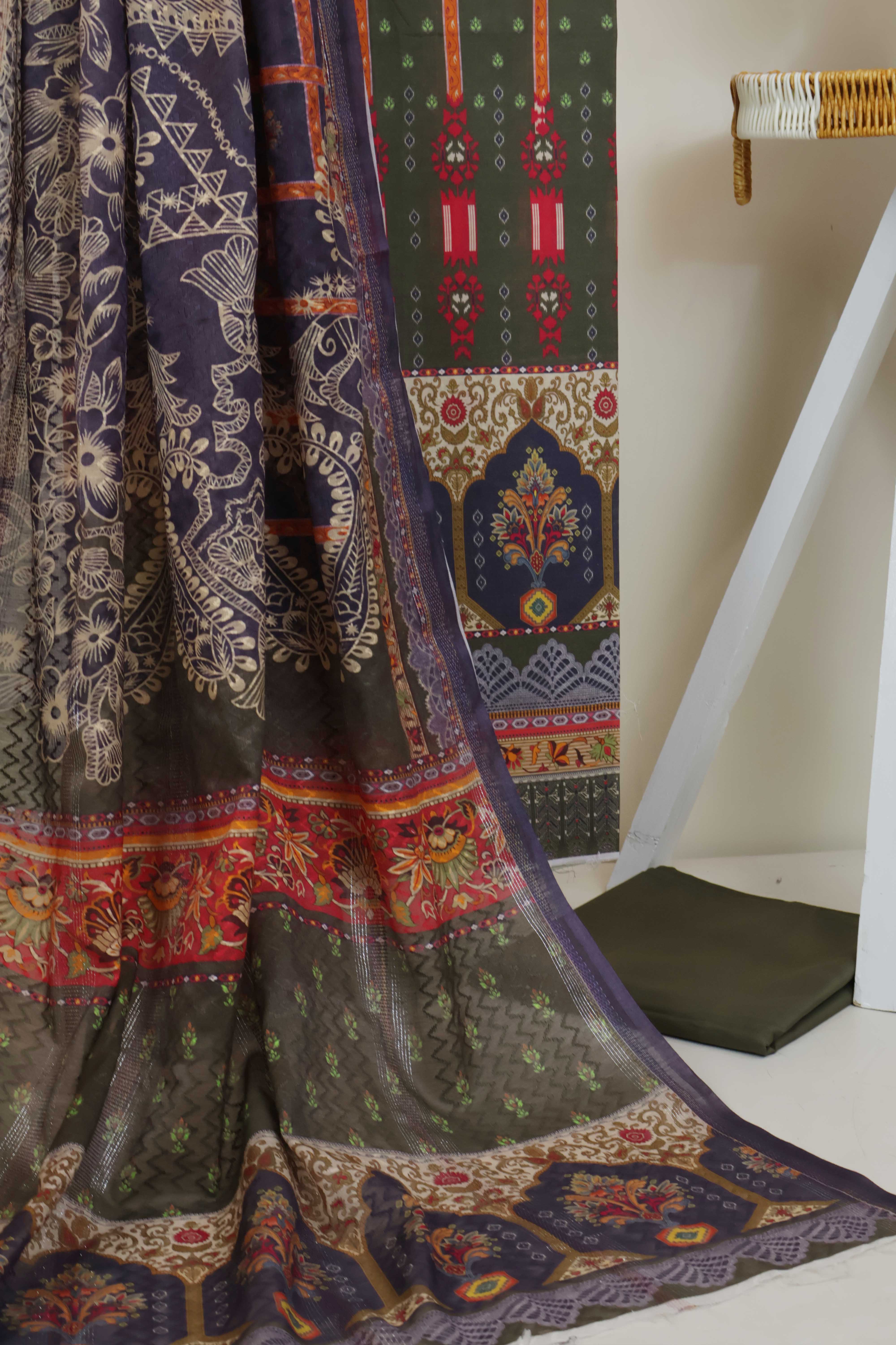 3Piece - Superior Printed Lawn Suit Carnation CR20 - Image 5