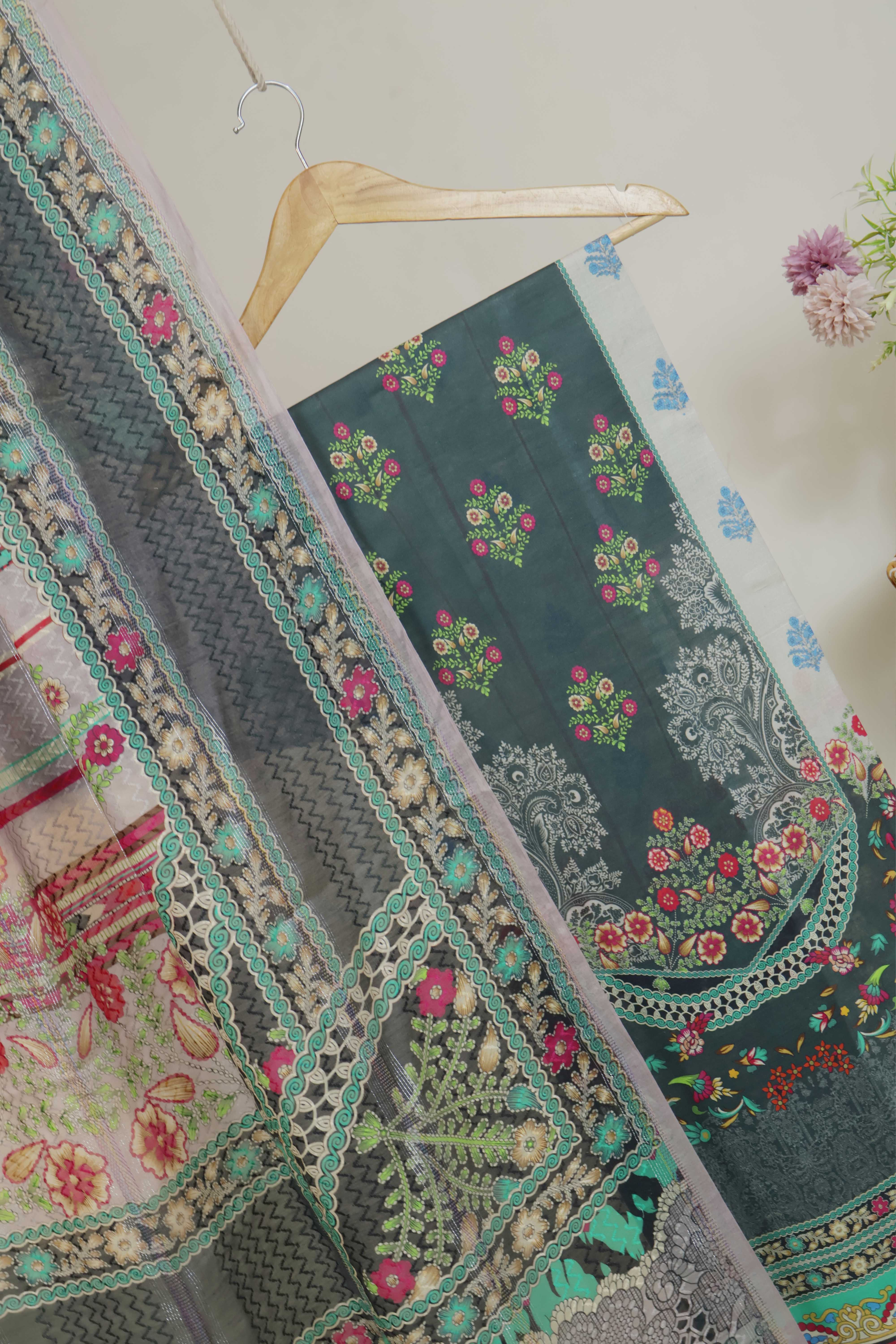 3Piece - Superior Printed Lawn Suit Carnation CR21 - Image 3