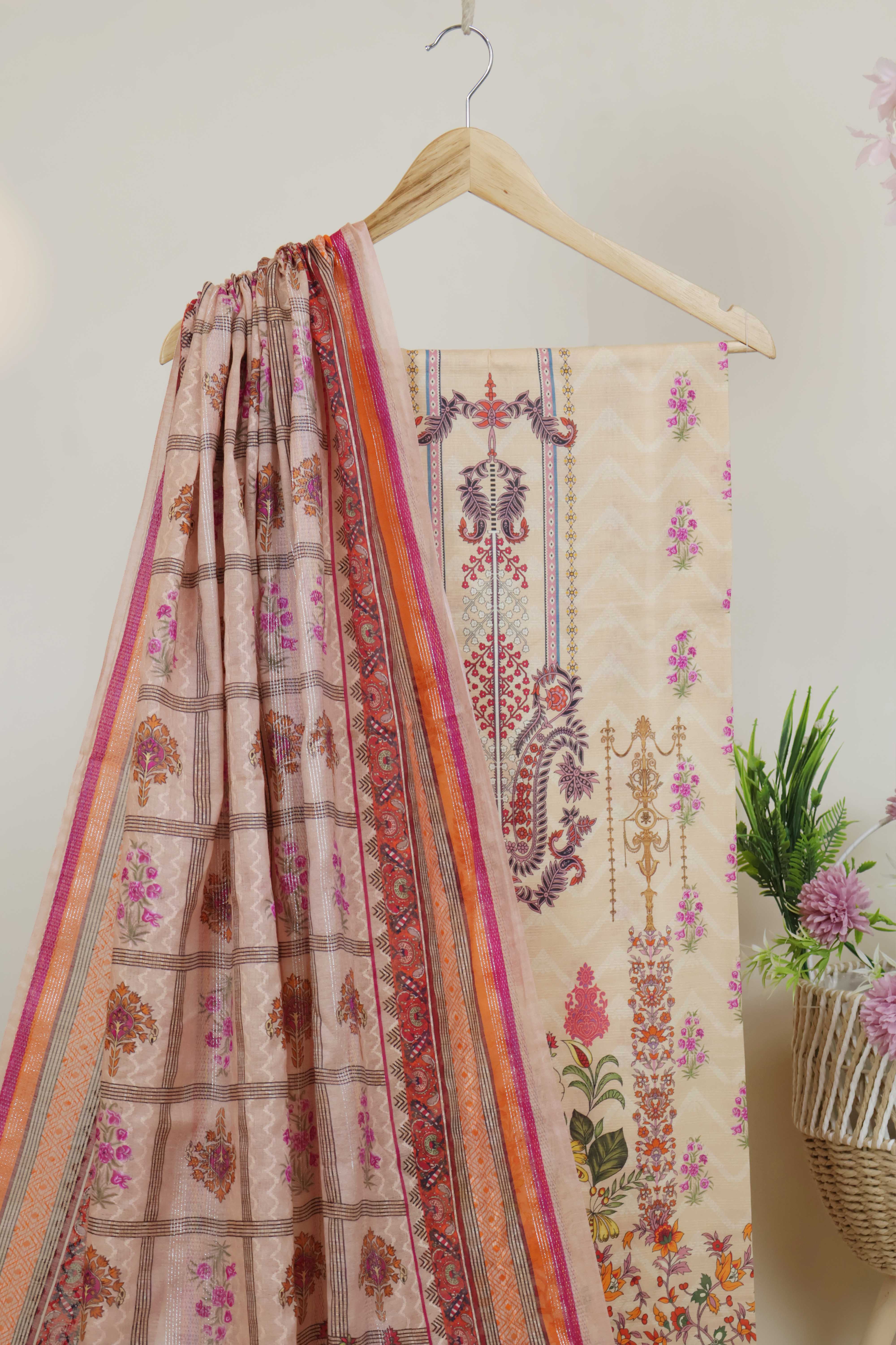 3Piece - Superior Printed Lawn Suit Carnation CR23 - Image 4