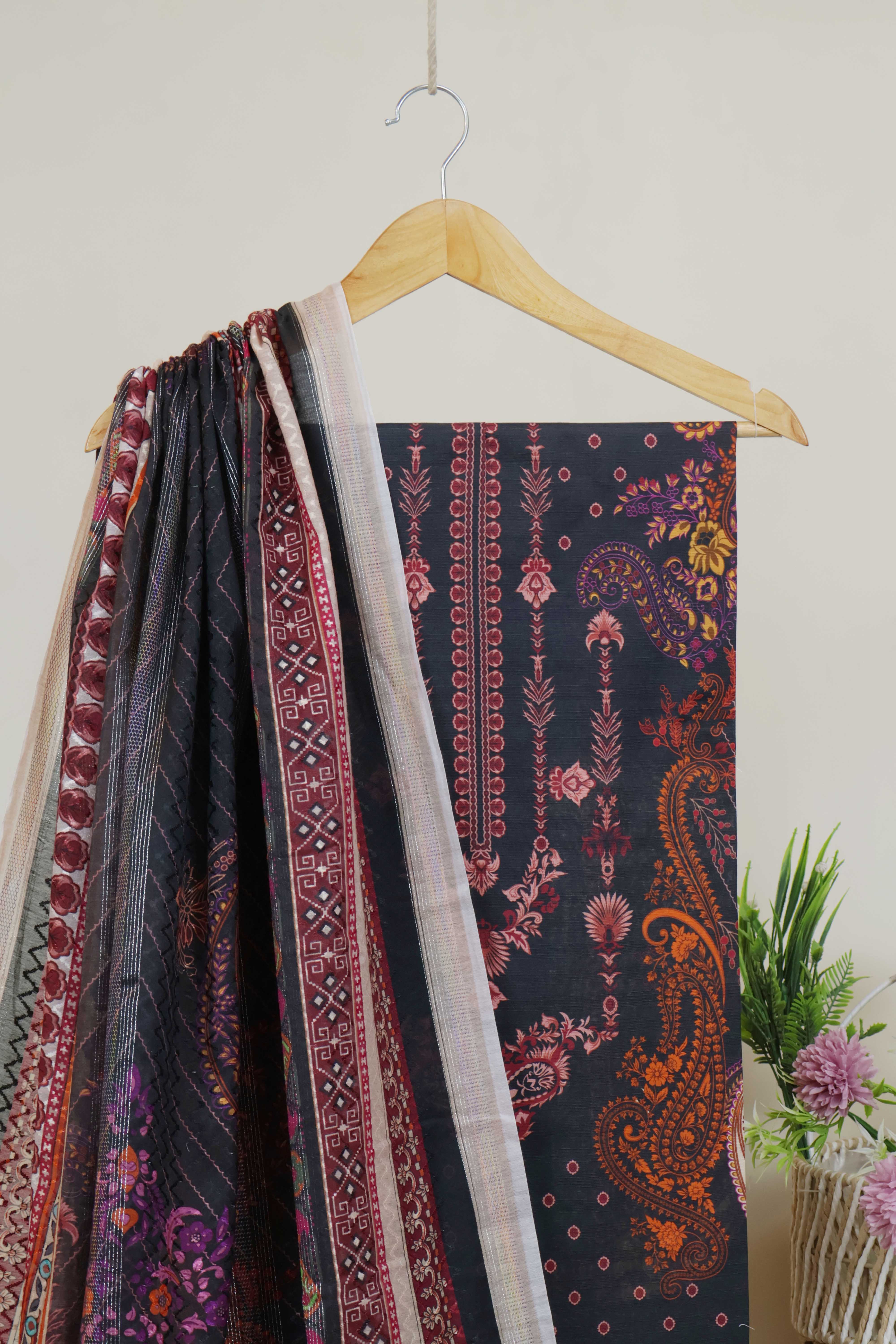3Piece - Superior Printed Lawn Suit Carnation CR25 - Image 4