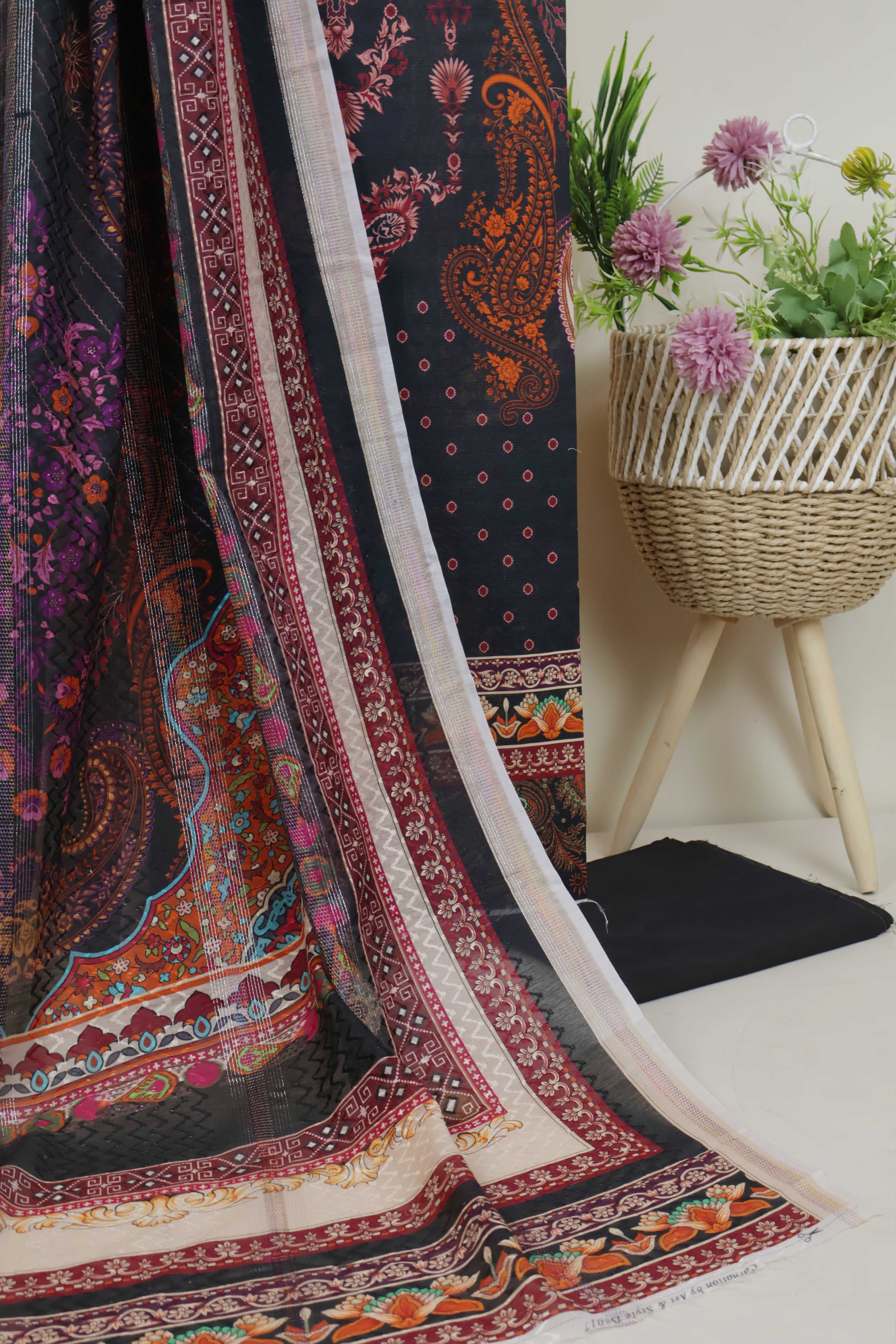 3Piece - Superior Printed Lawn Suit Carnation CR25 - Image 5