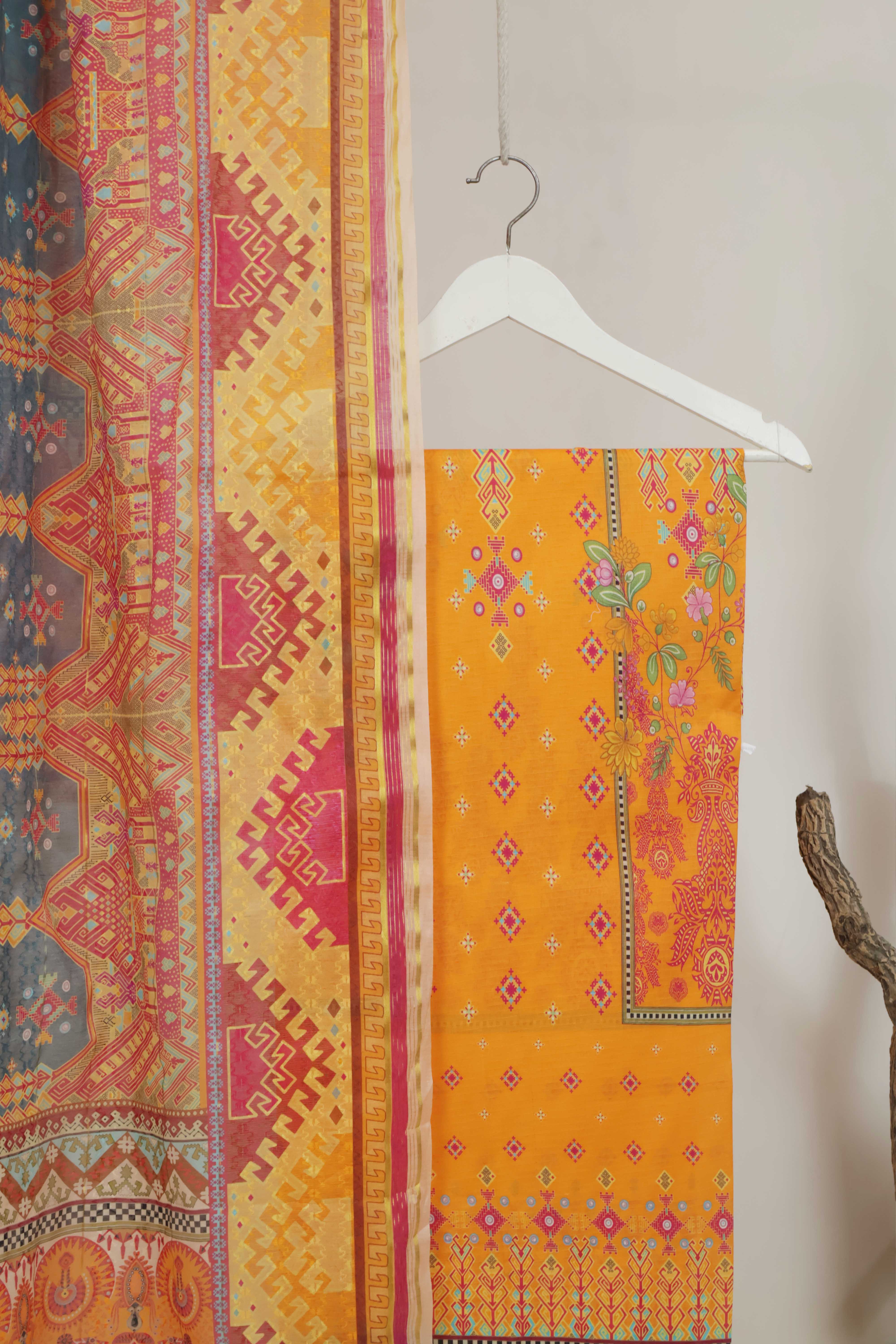 3Piece - Superior Printed Lawn Suit Carnation CR30 - Image 4
