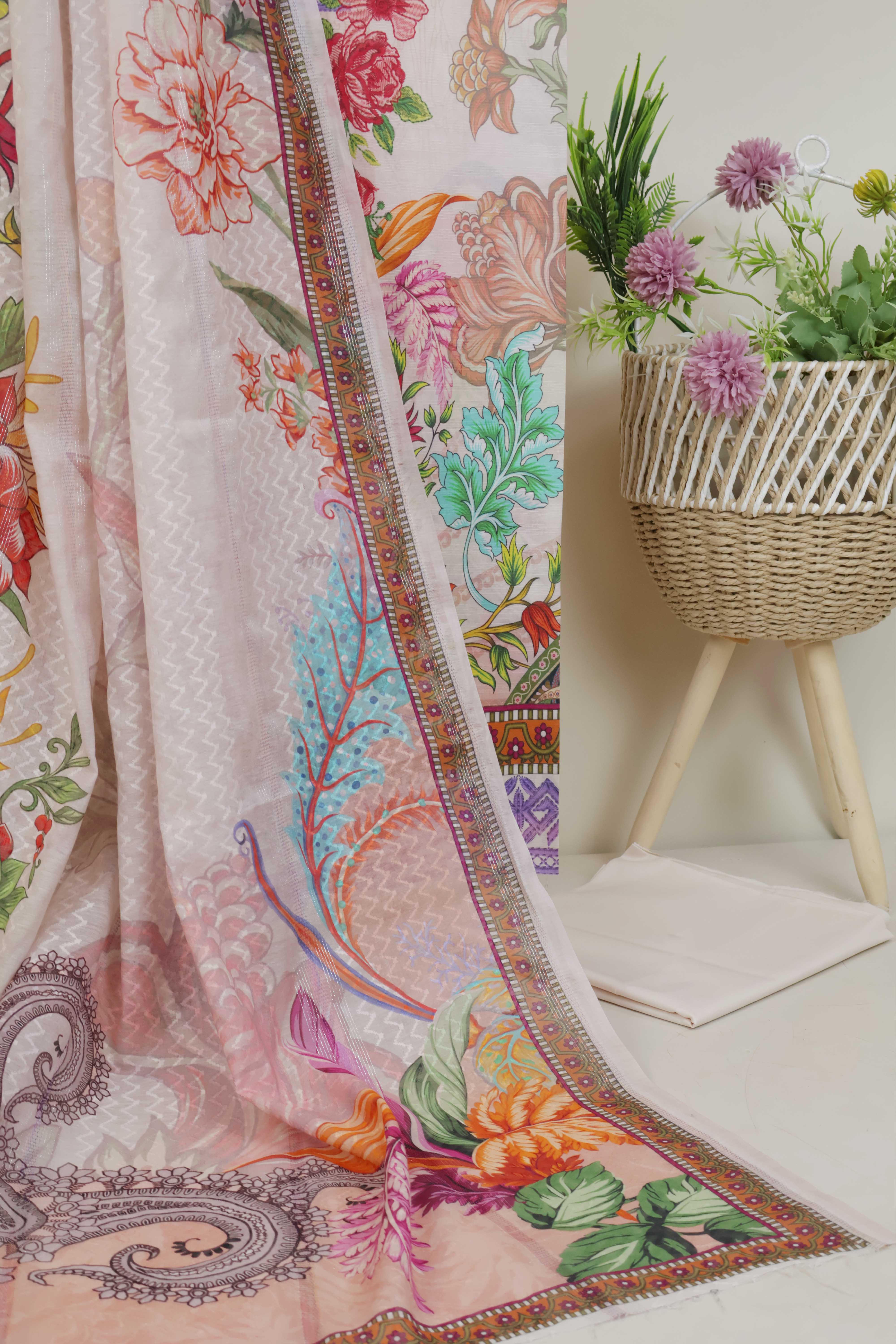 3Piece - Superior Printed Lawn Suit Carnation CR32 - Image 5