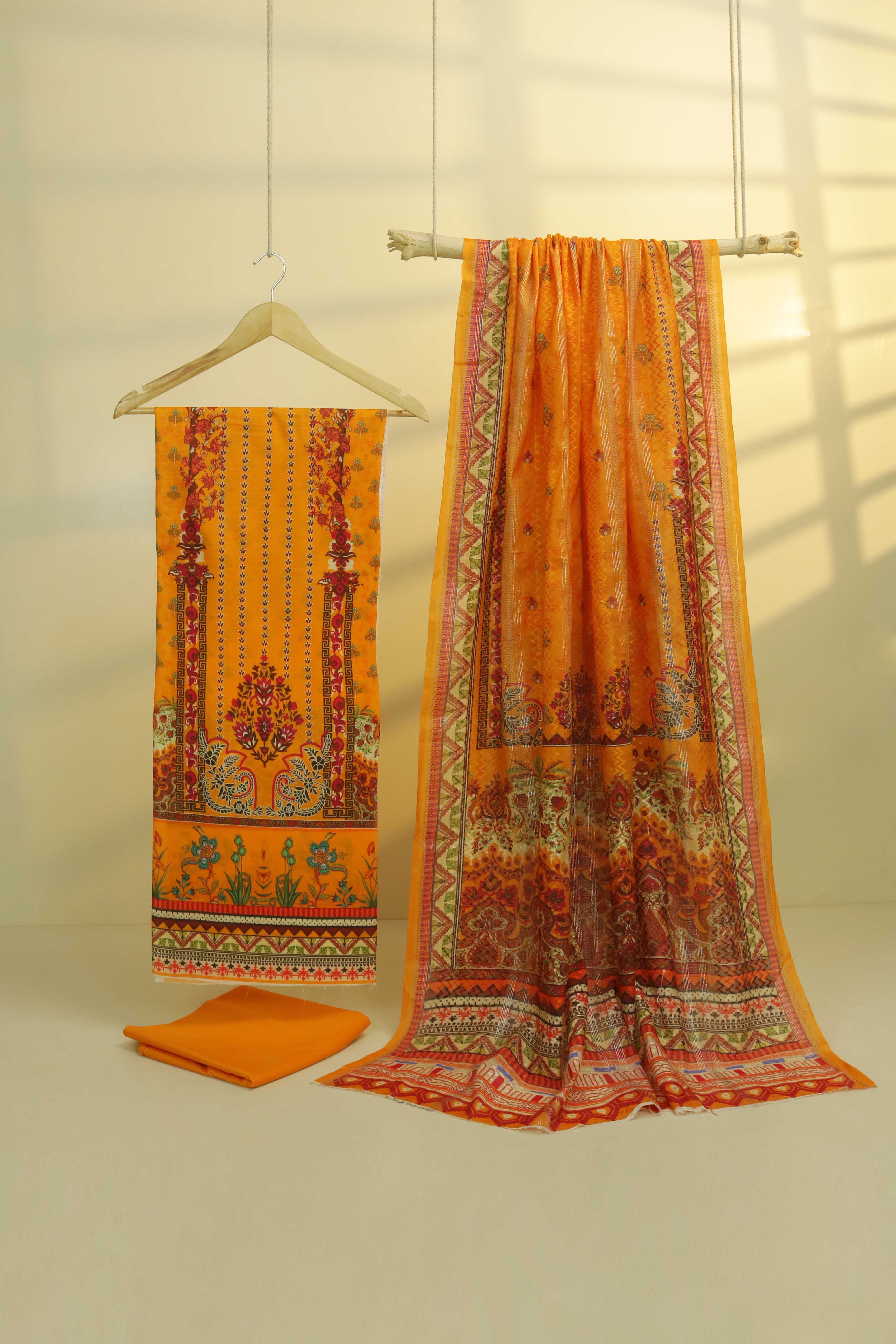 3Piece - Superior Printed Lawn Suit Carnation CR33 - Image 2