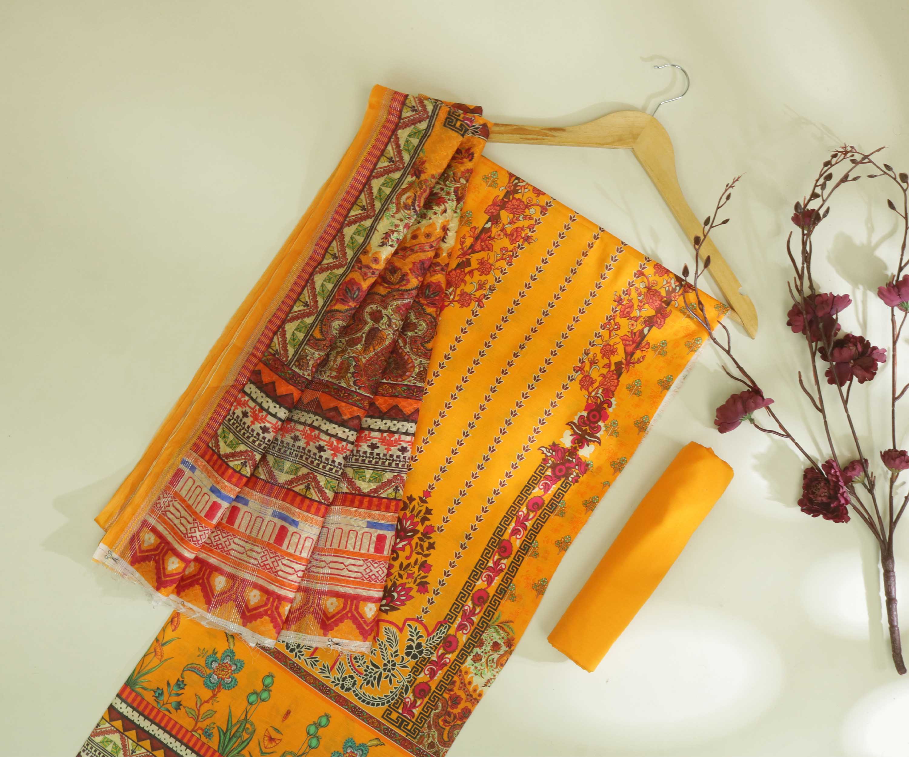 3Piece - Superior Printed Lawn Suit Carnation CR33 - Image 5