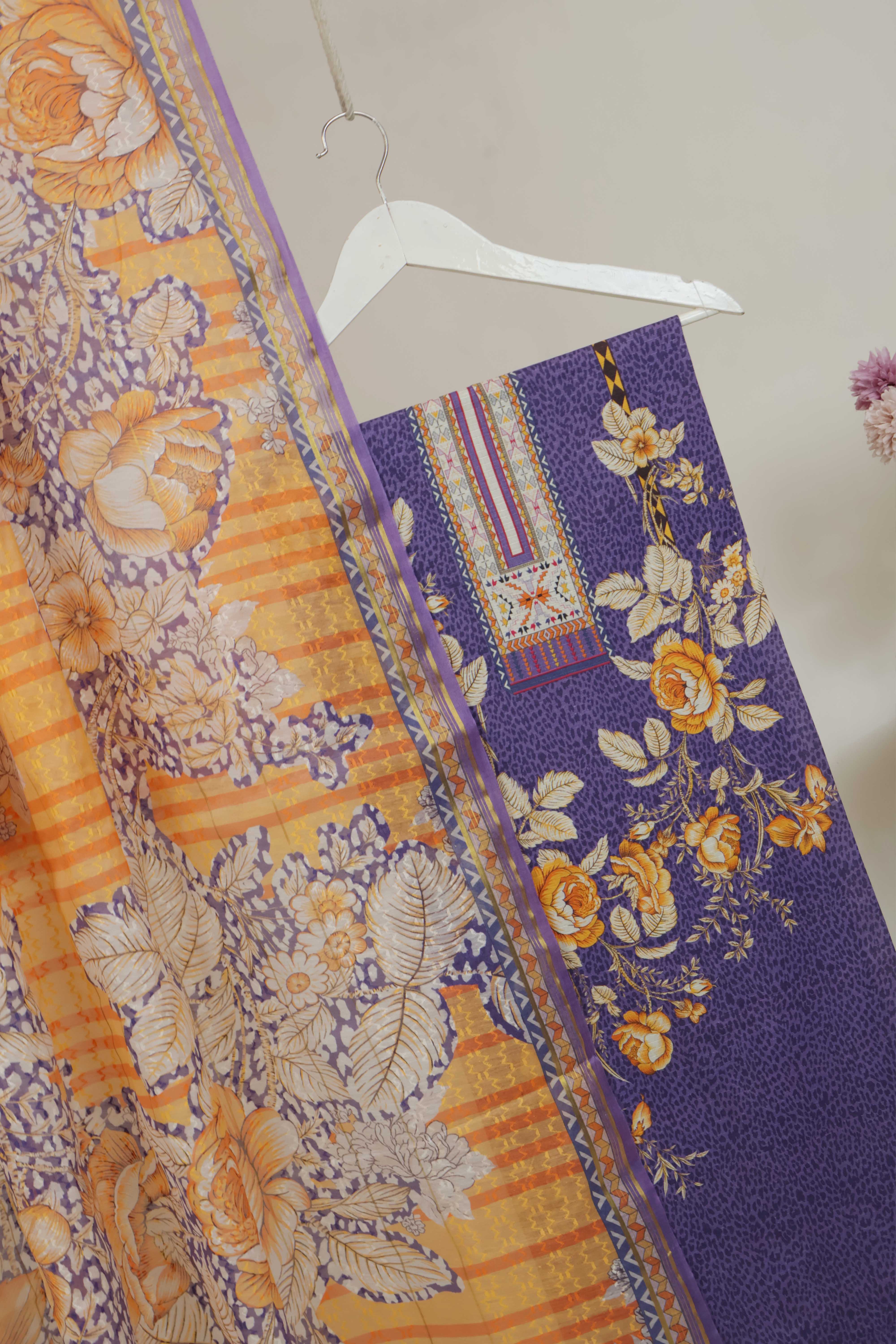 3Piece - Superior Printed Lawn Suit Carnation CR34 - Image 5