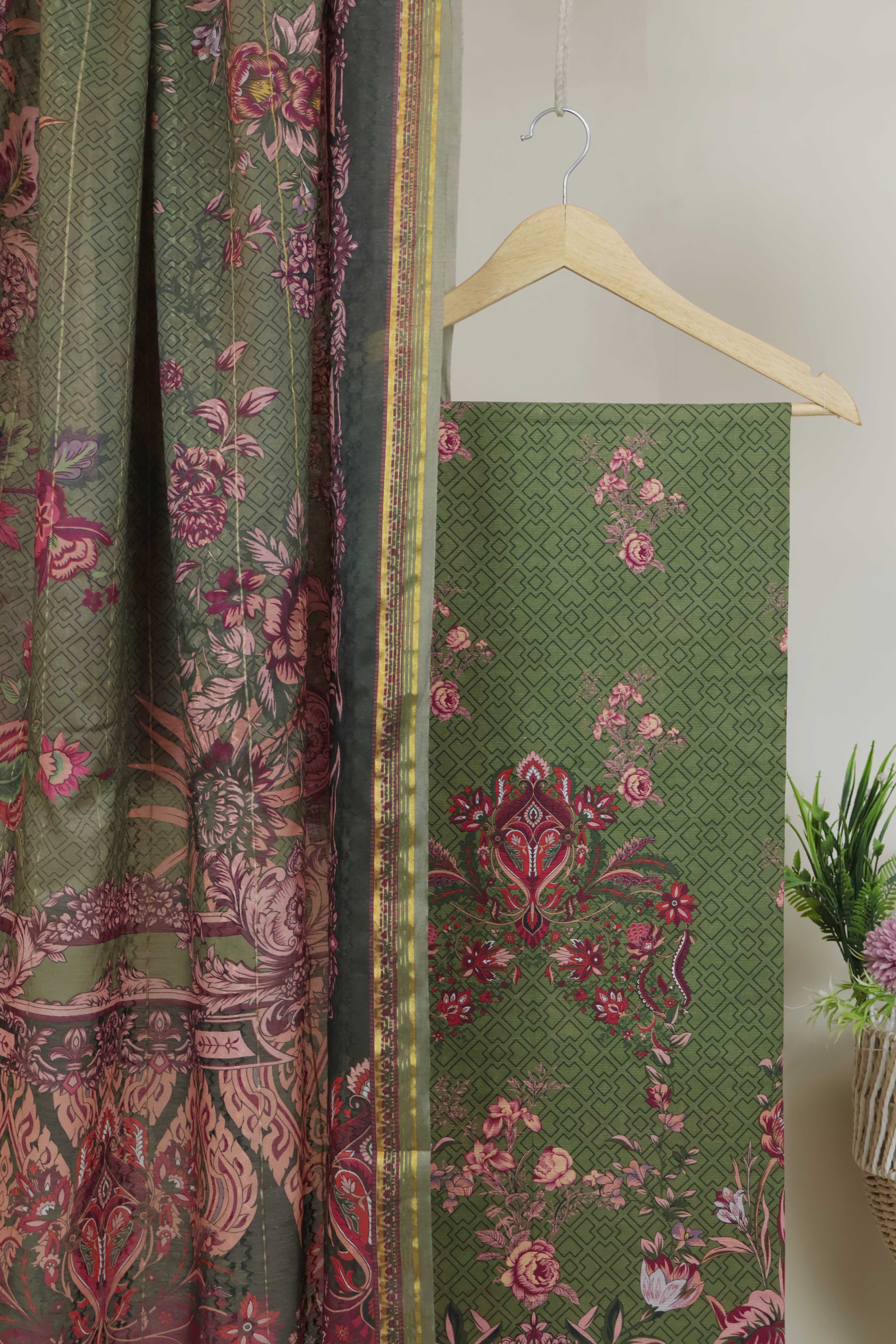 3Piece - Superior Printed Lawn Suit Carnation CR38 - Image 3