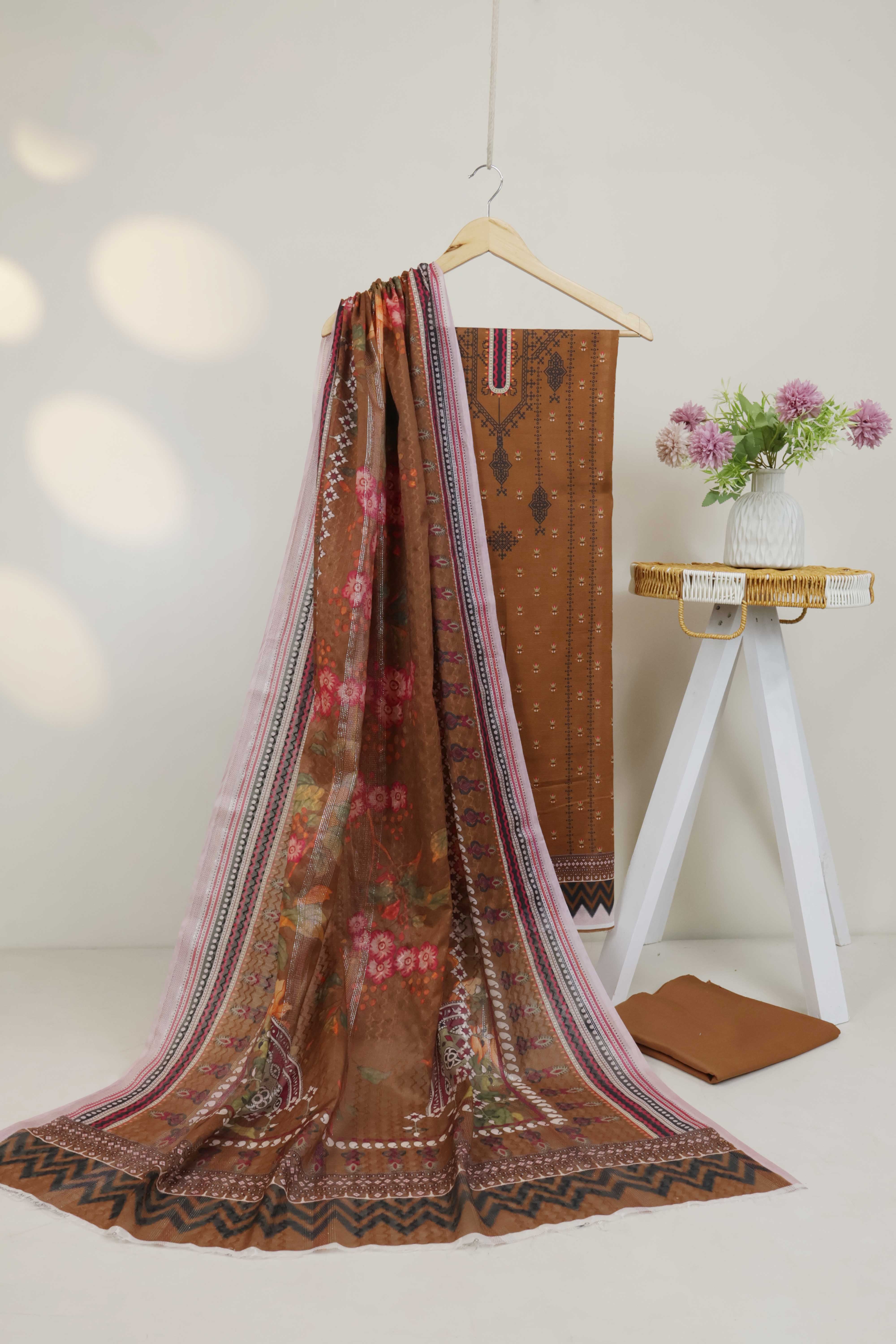 3Piece - Superior Printed Lawn Suit Carnation CR39 - Image 2