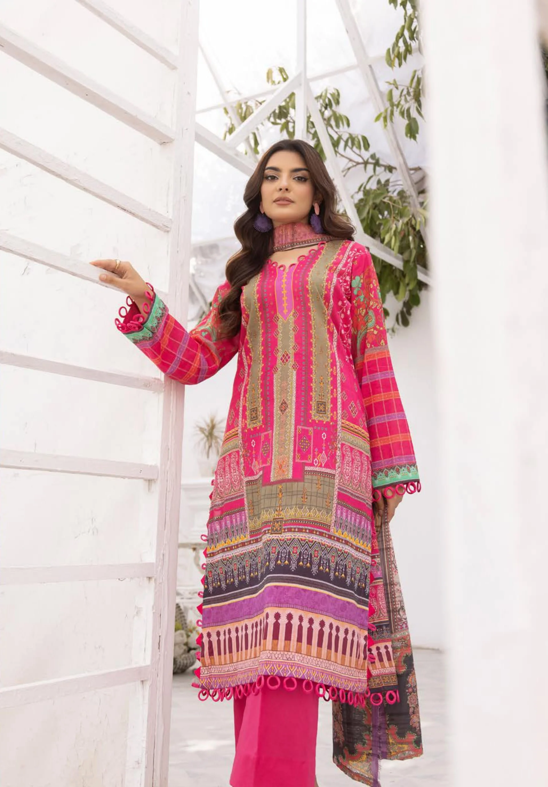 3Piece - Superior Printed Lawn Suit Carnation D020 - Image 3