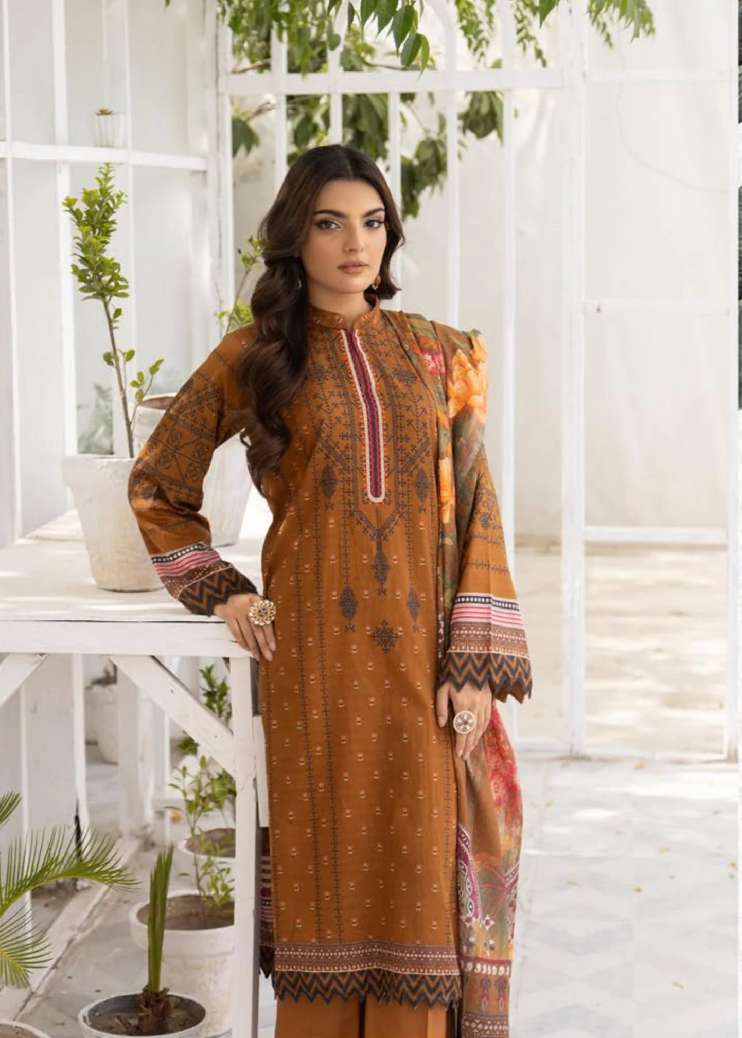 3Piece - Superior Printed Lawn Suit Carnation D030 - Image 3