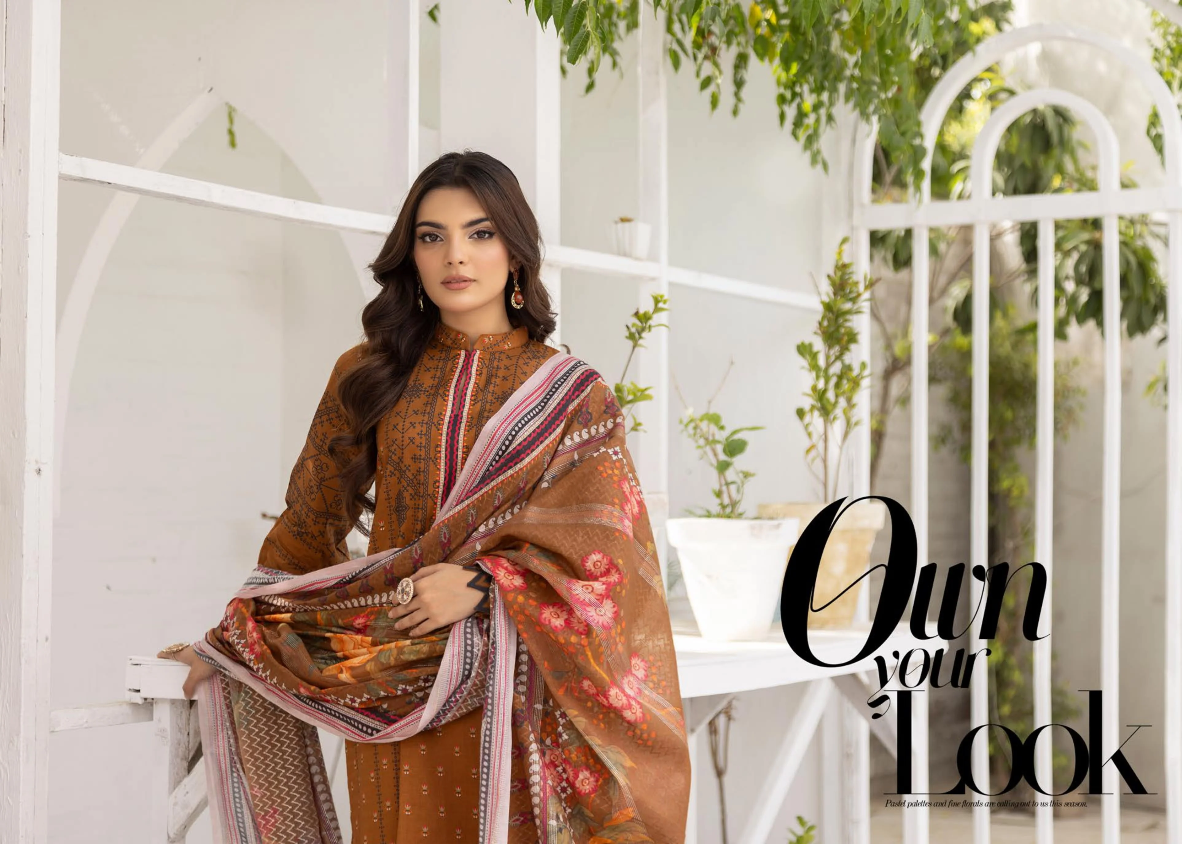 3Piece - Superior Printed Lawn Suit Carnation D030 - Image 4
