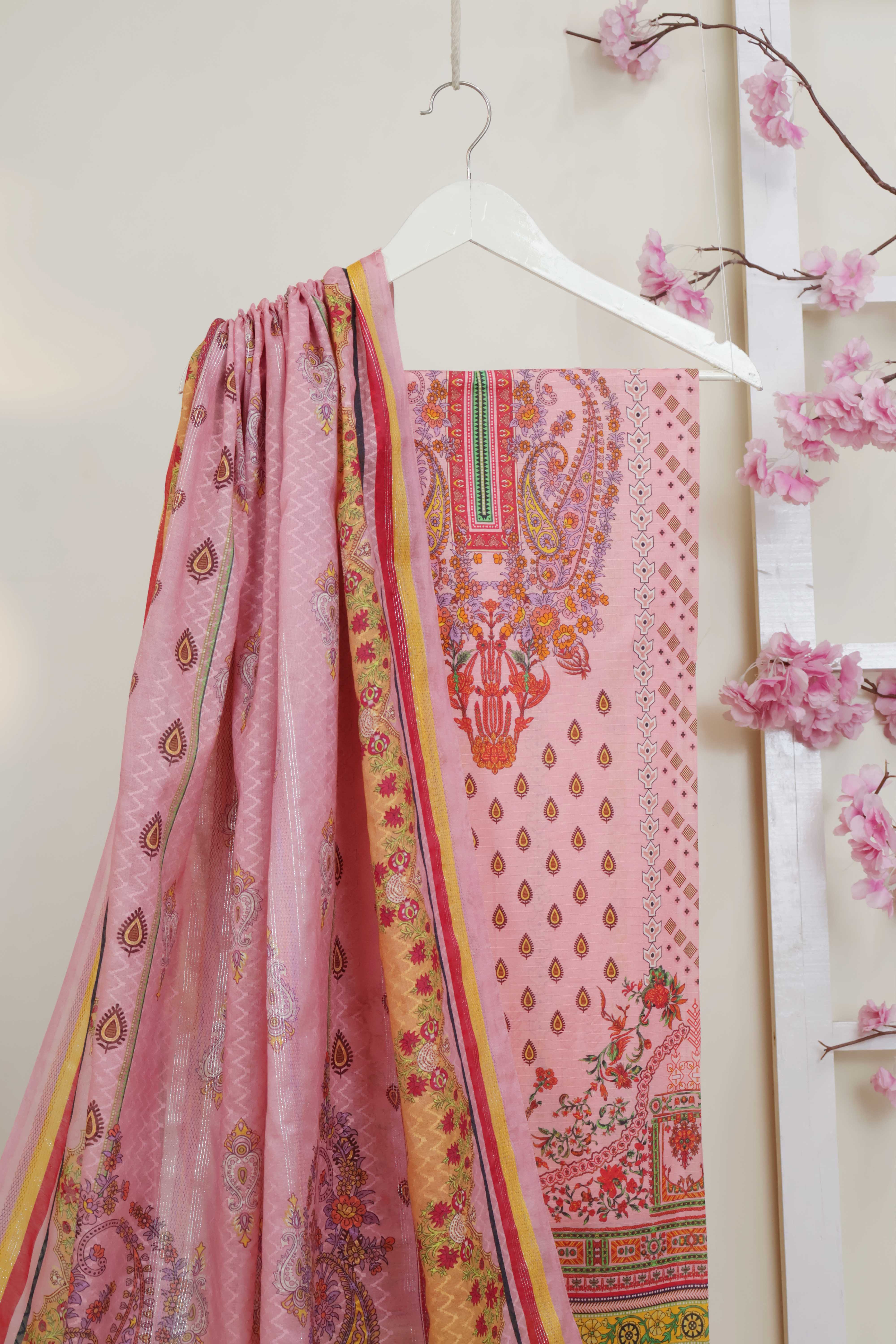 3Piece - Superior Printed Lawn Suit Carnation CR01 - Image 2