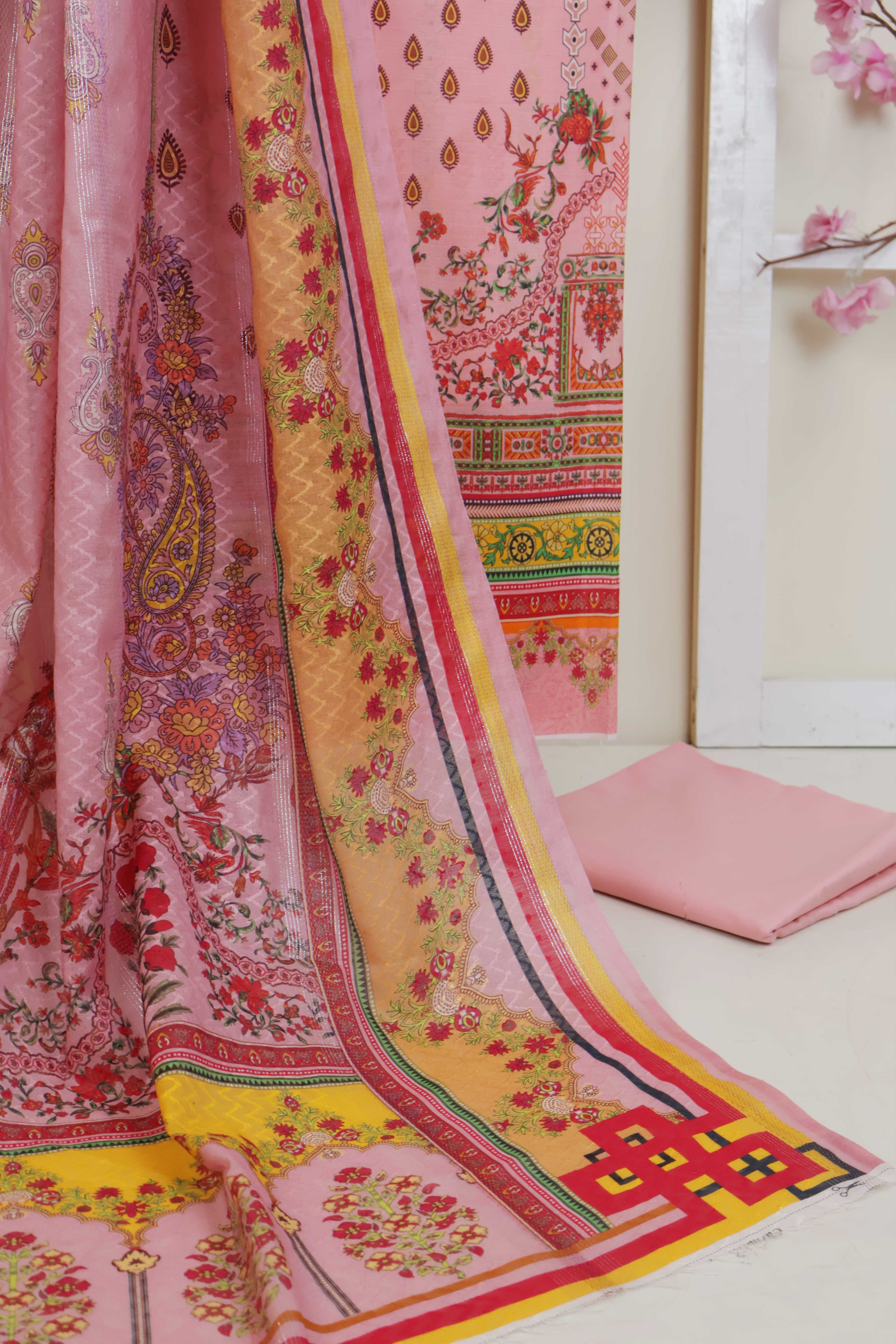 3Piece - Superior Printed Lawn Suit Carnation CR01 - Image 3