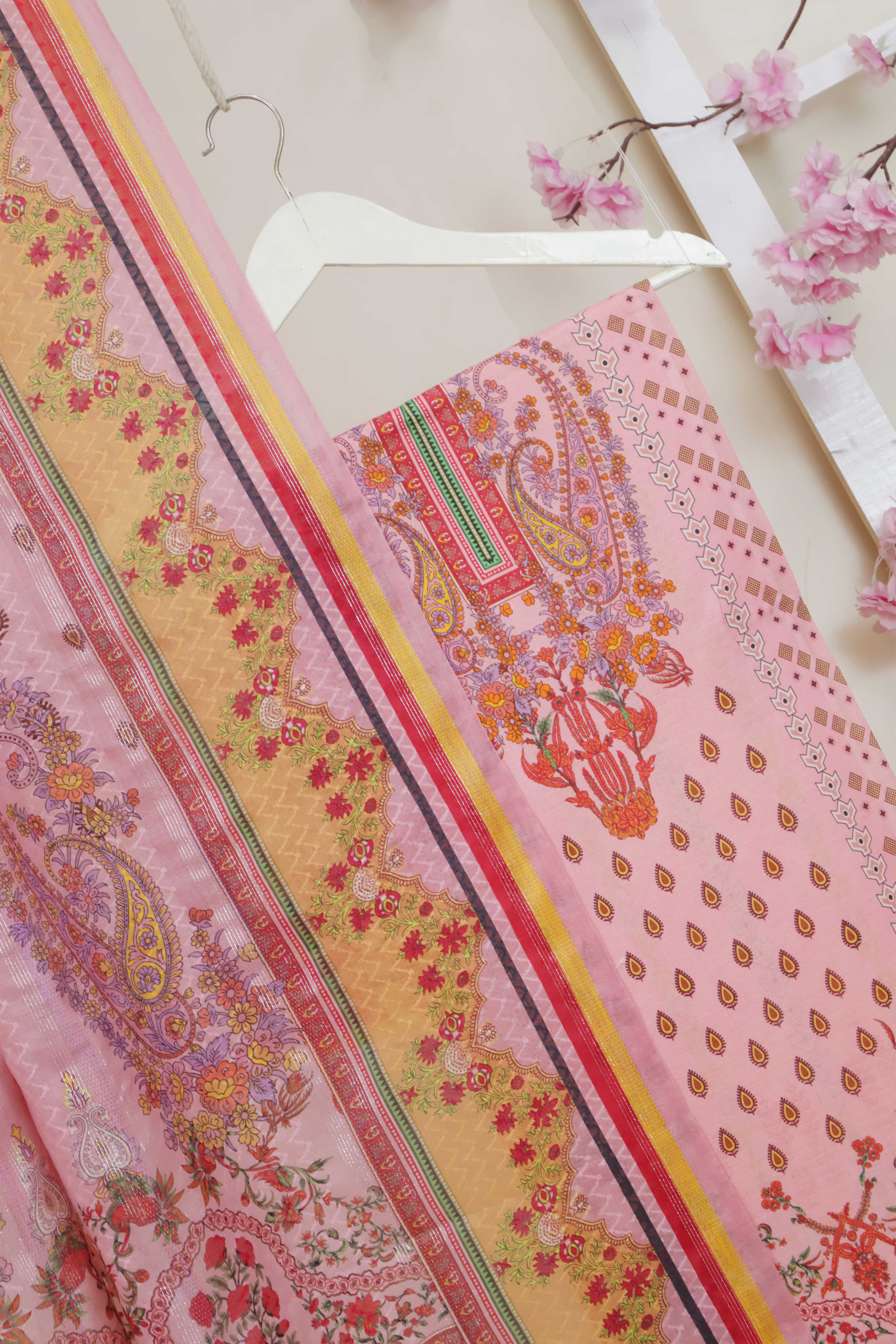3Piece - Superior Printed Lawn Suit Carnation CR01 - Image 4
