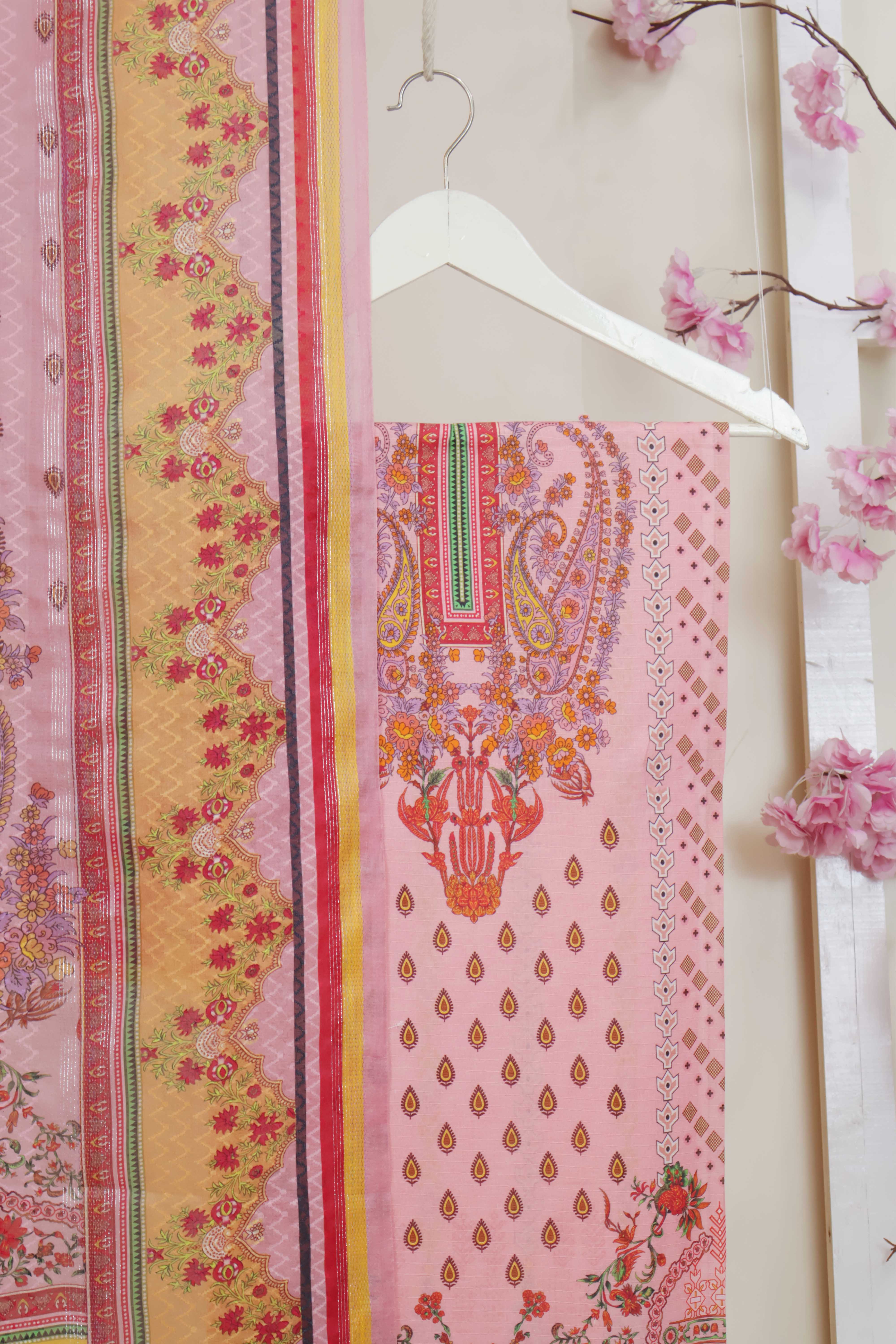 3Piece - Superior Printed Lawn Suit Carnation CR01 - Image 5