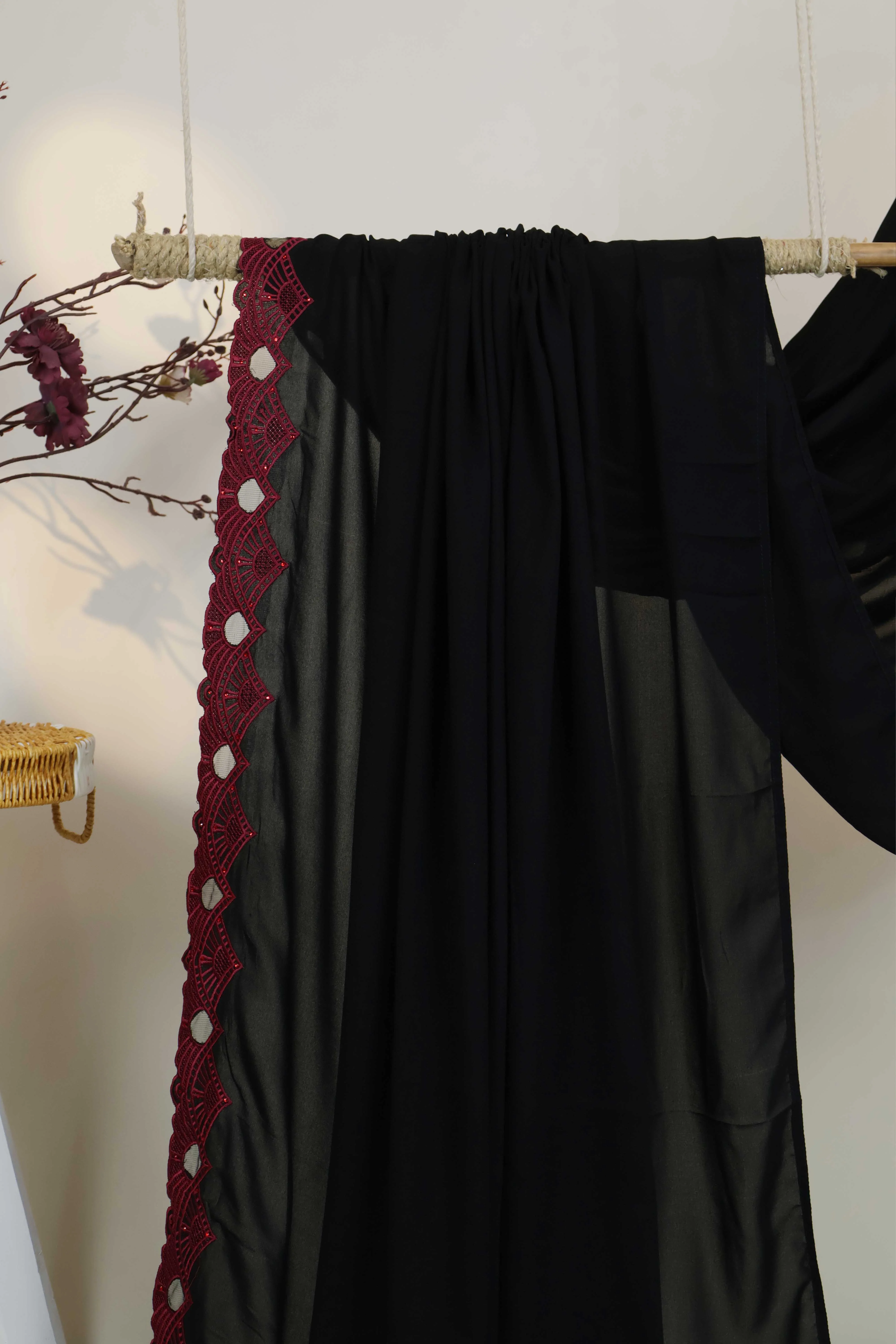 Embroidered Boarder Shawl HLSH173 - Image 3