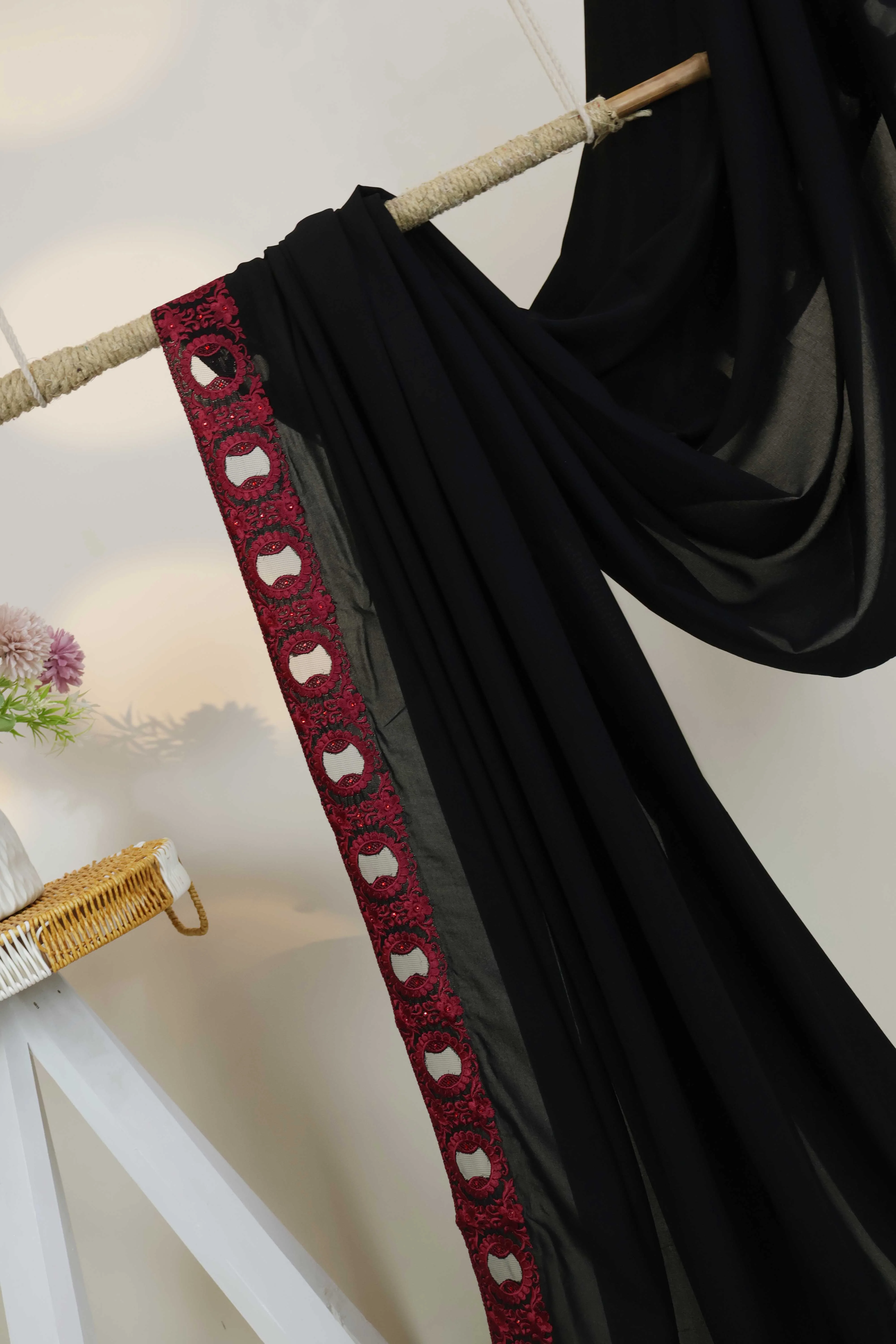 Embroidered Boarder Shawl HLSH175 - Image 5