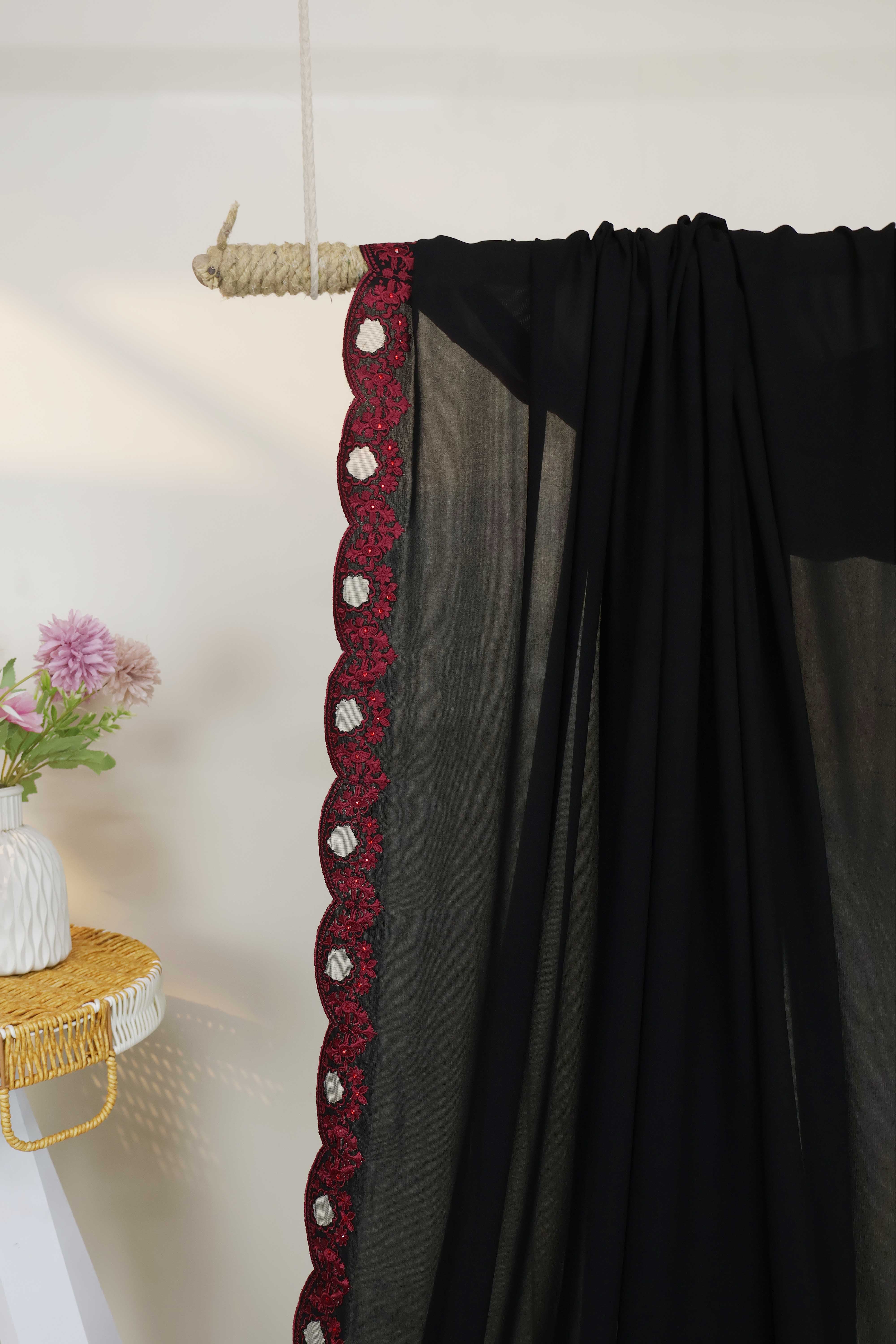 Embroidered Boarder Shawl HLSH69 - Image 3