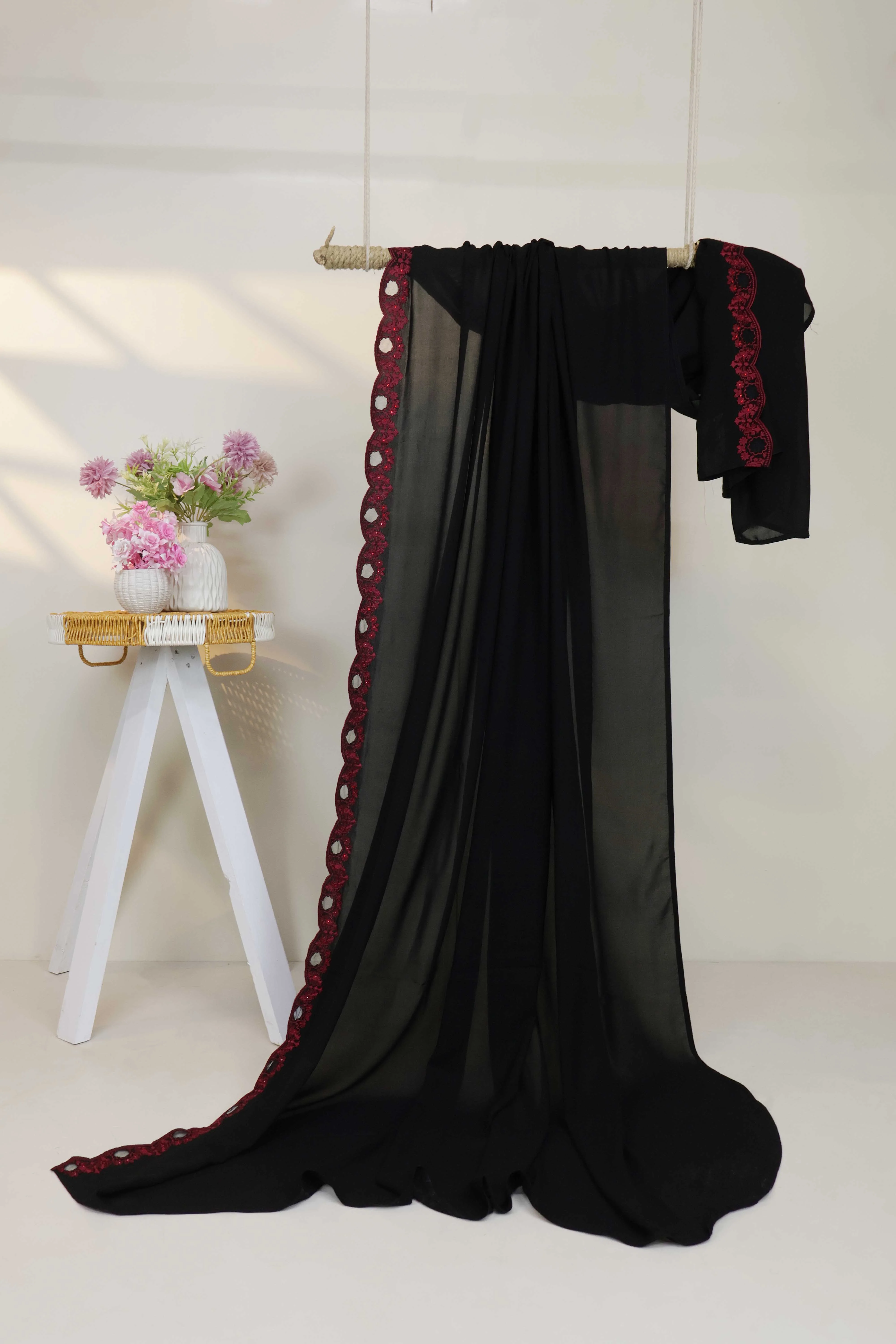Embroidered Boarder Shawl HLSH69 - Image 4