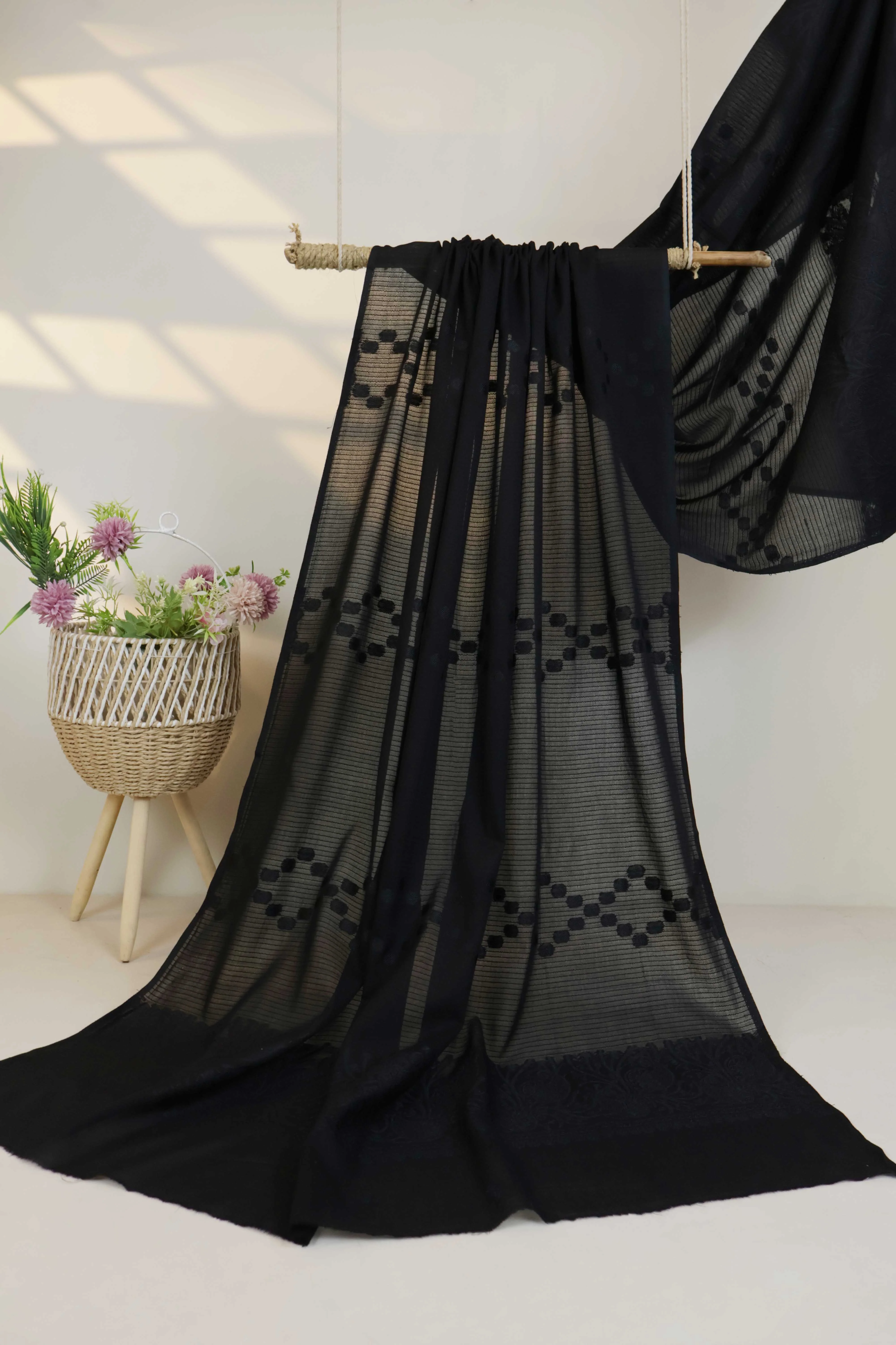 Self Jacquard Lawn Shawl HLSH234 - Image 3