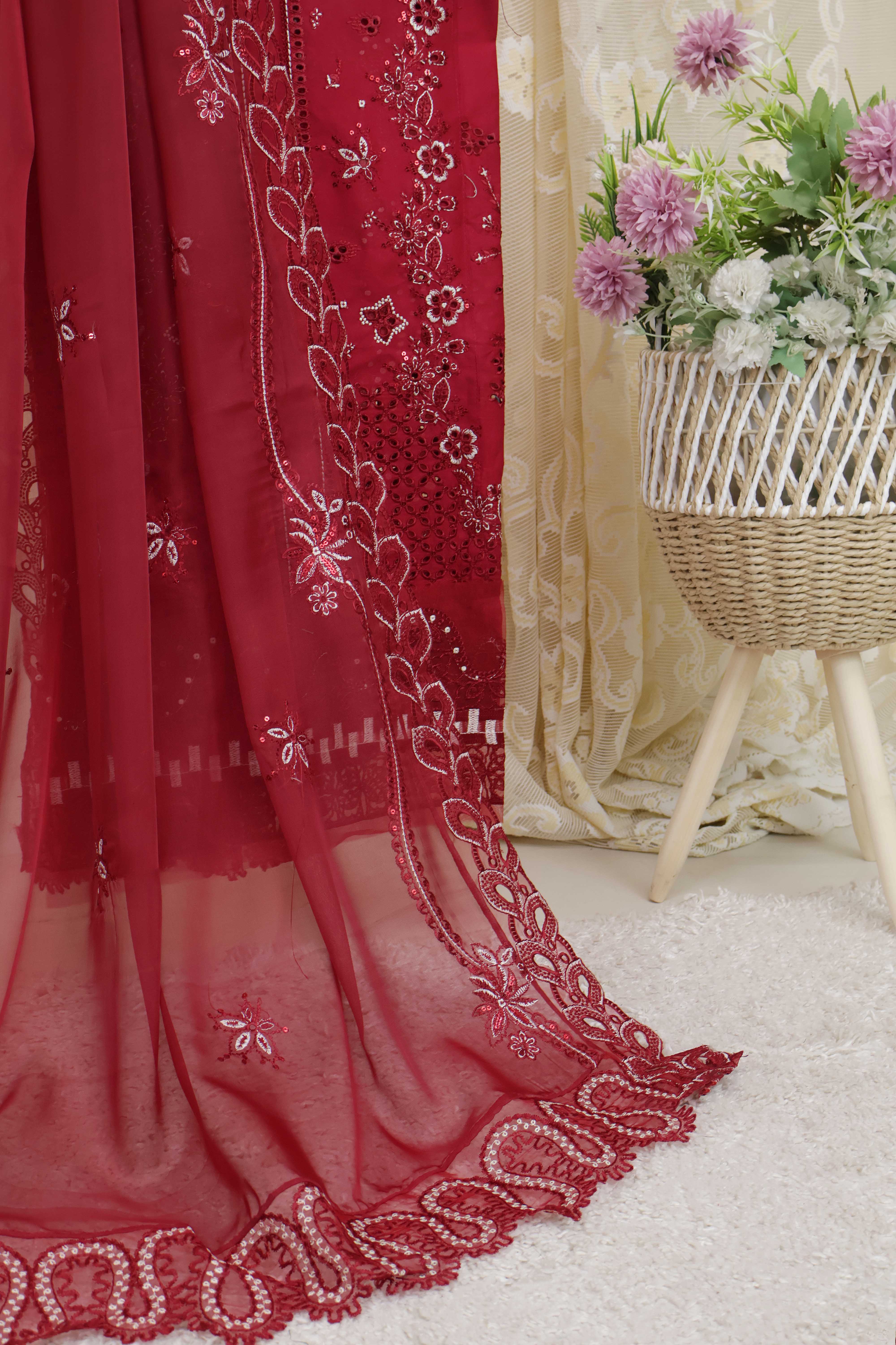 Luxury Lawn Embroidered Suit ELHA13 - Image 5