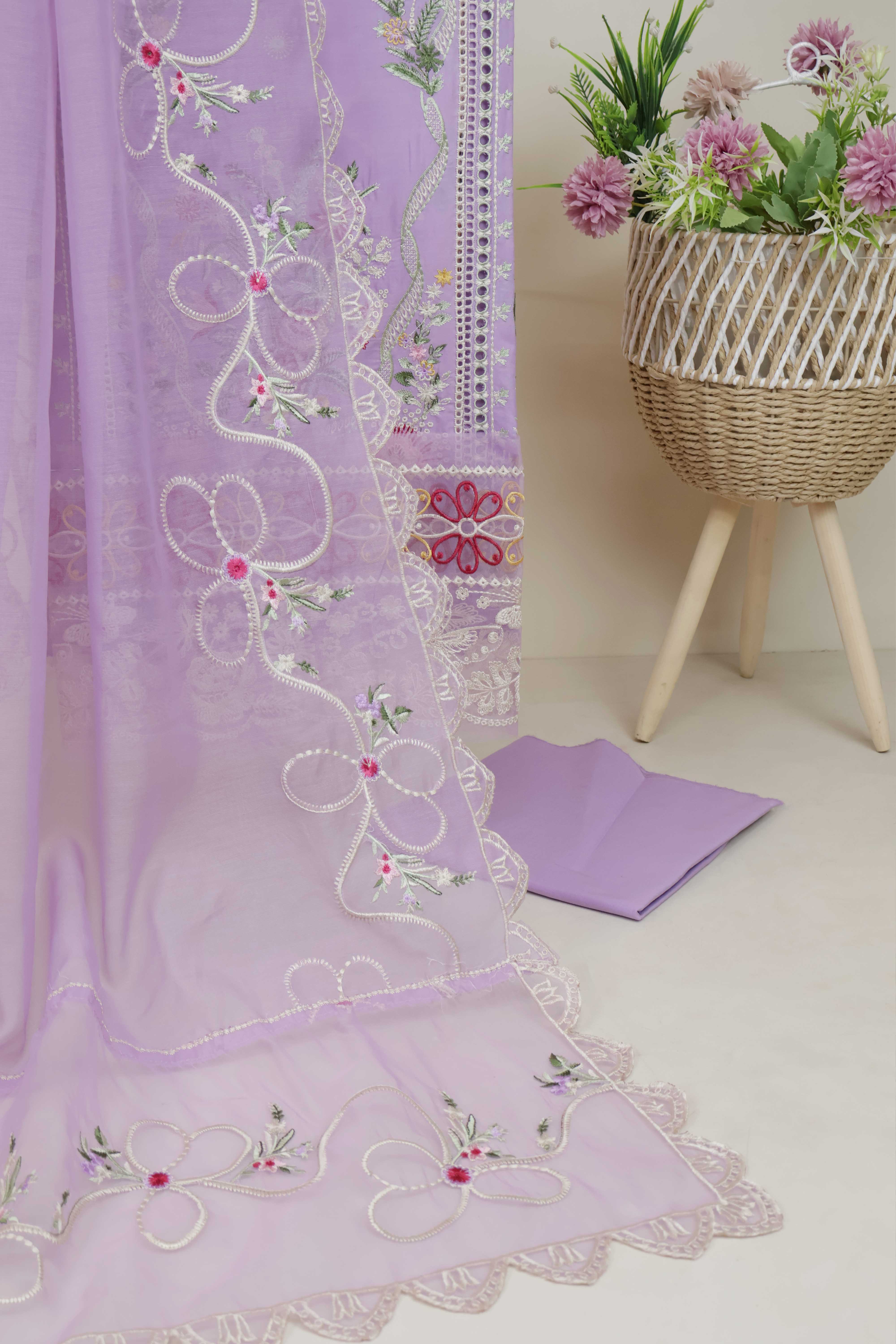 Luxury Lawn Embroidered suit ELHA48 - Image 7