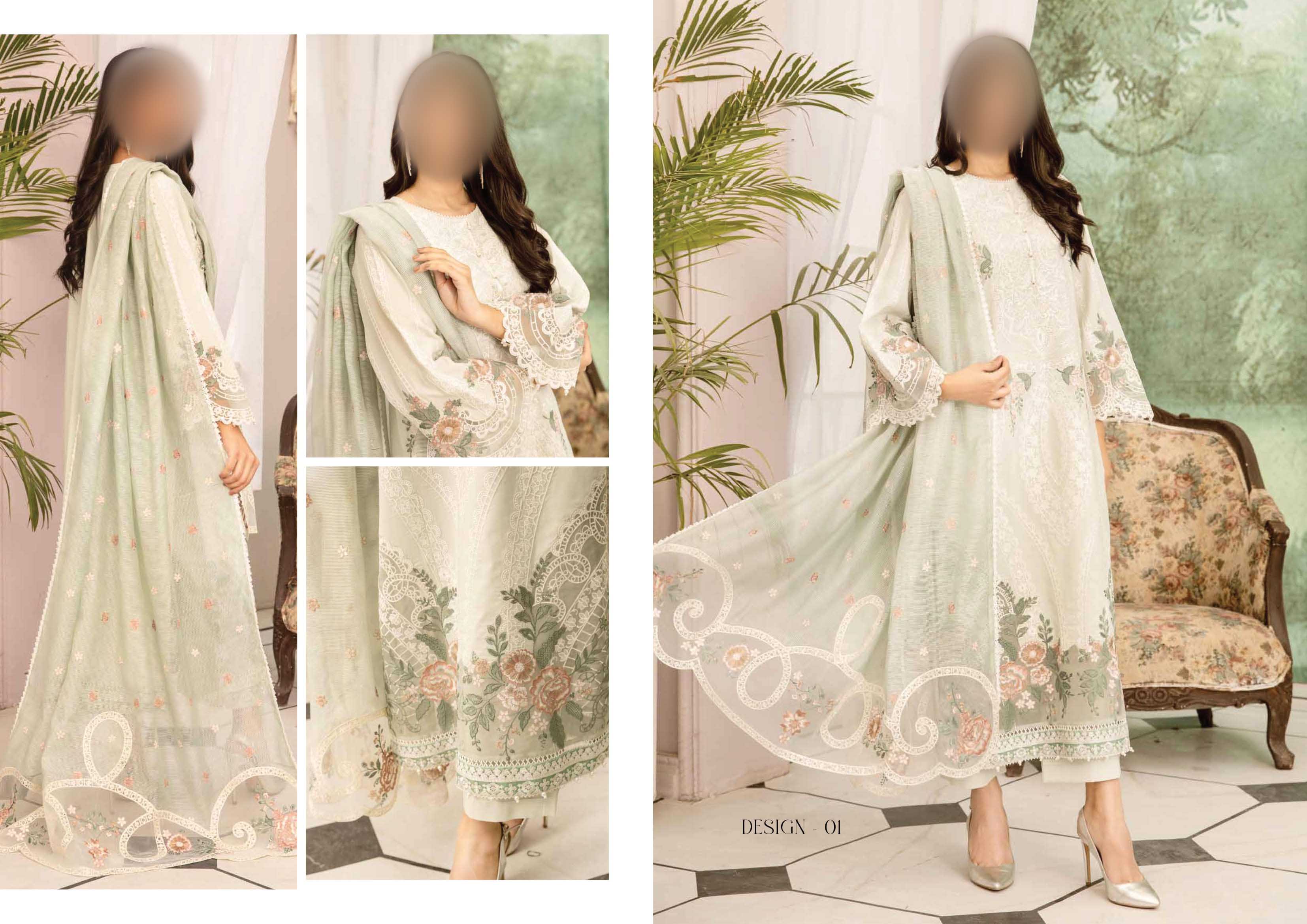 Luxury Lawn Embroidered Suit NV1WR01 - Image 8